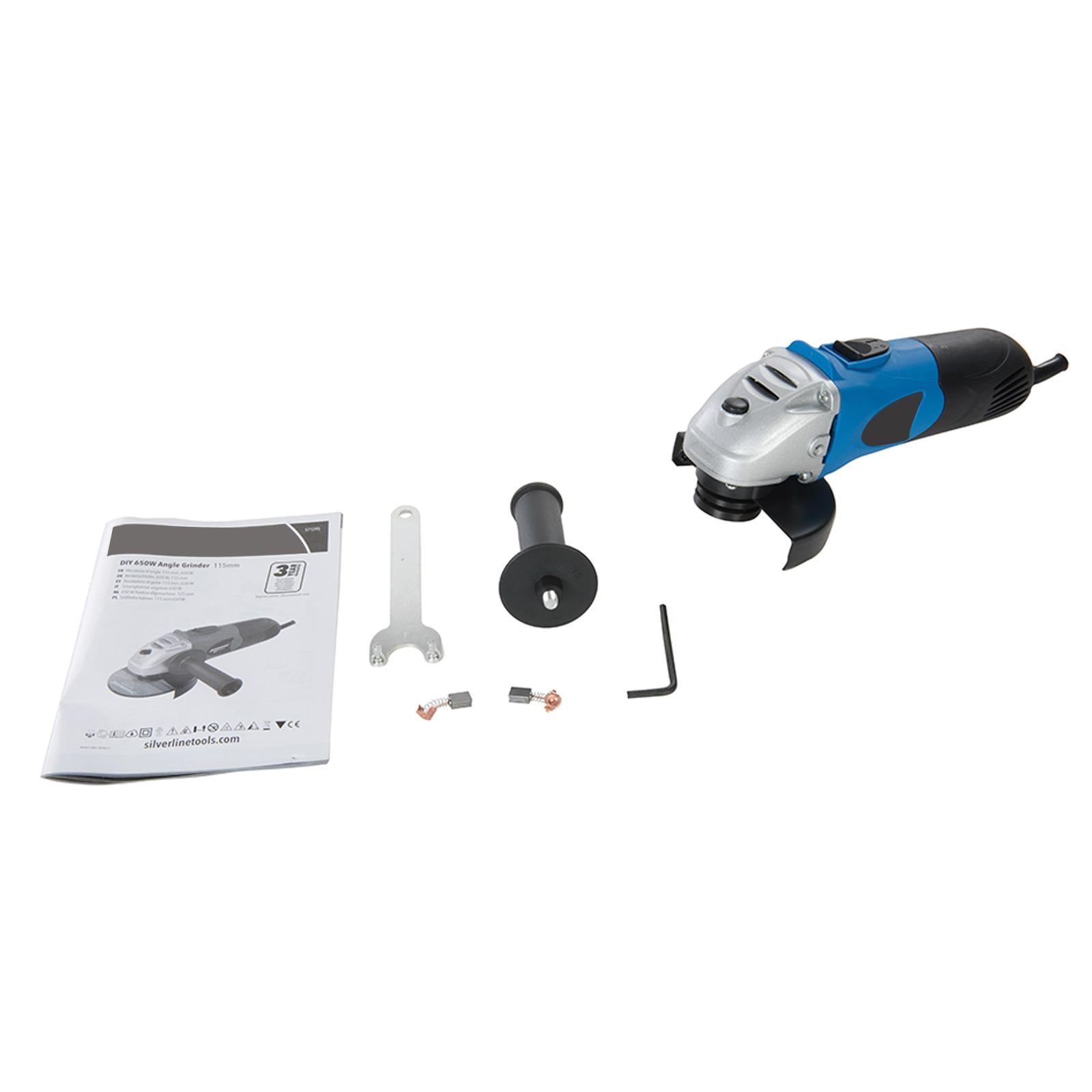 DIY 650W Angle Grinder 115mm Compact Mini Grinder With 2-position Side Handle