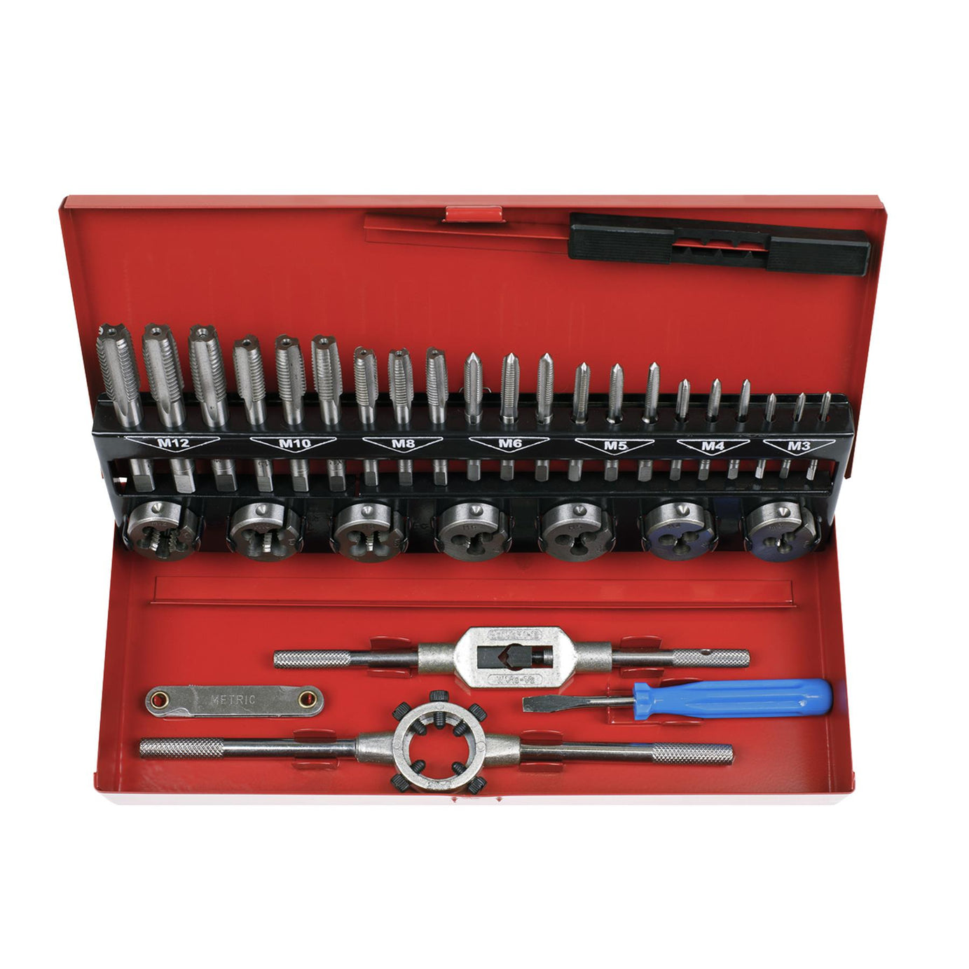 Sealey 32pc Metric Tap and Die Set Split Dies Alloy Steel M3 - M12