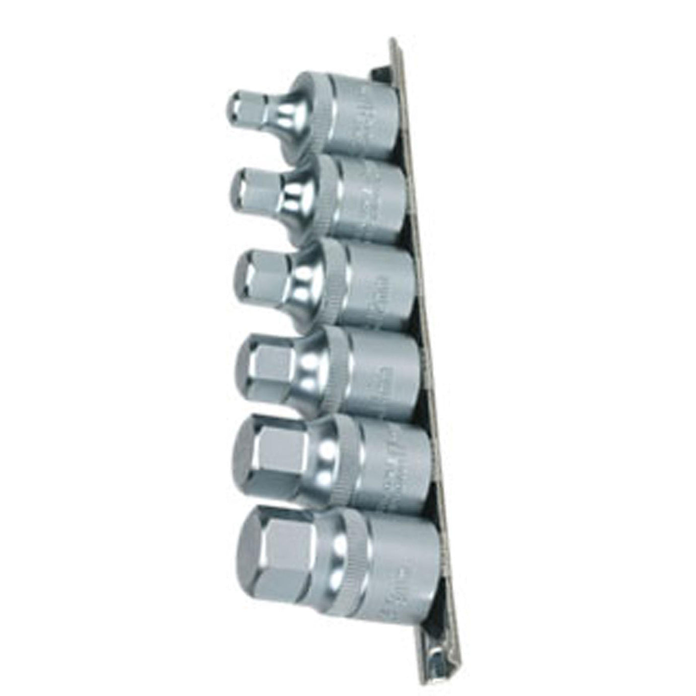 Sealey Hex Socket Bit Set with Rail 6pc Stubby 1/2"Sq Drive Metric