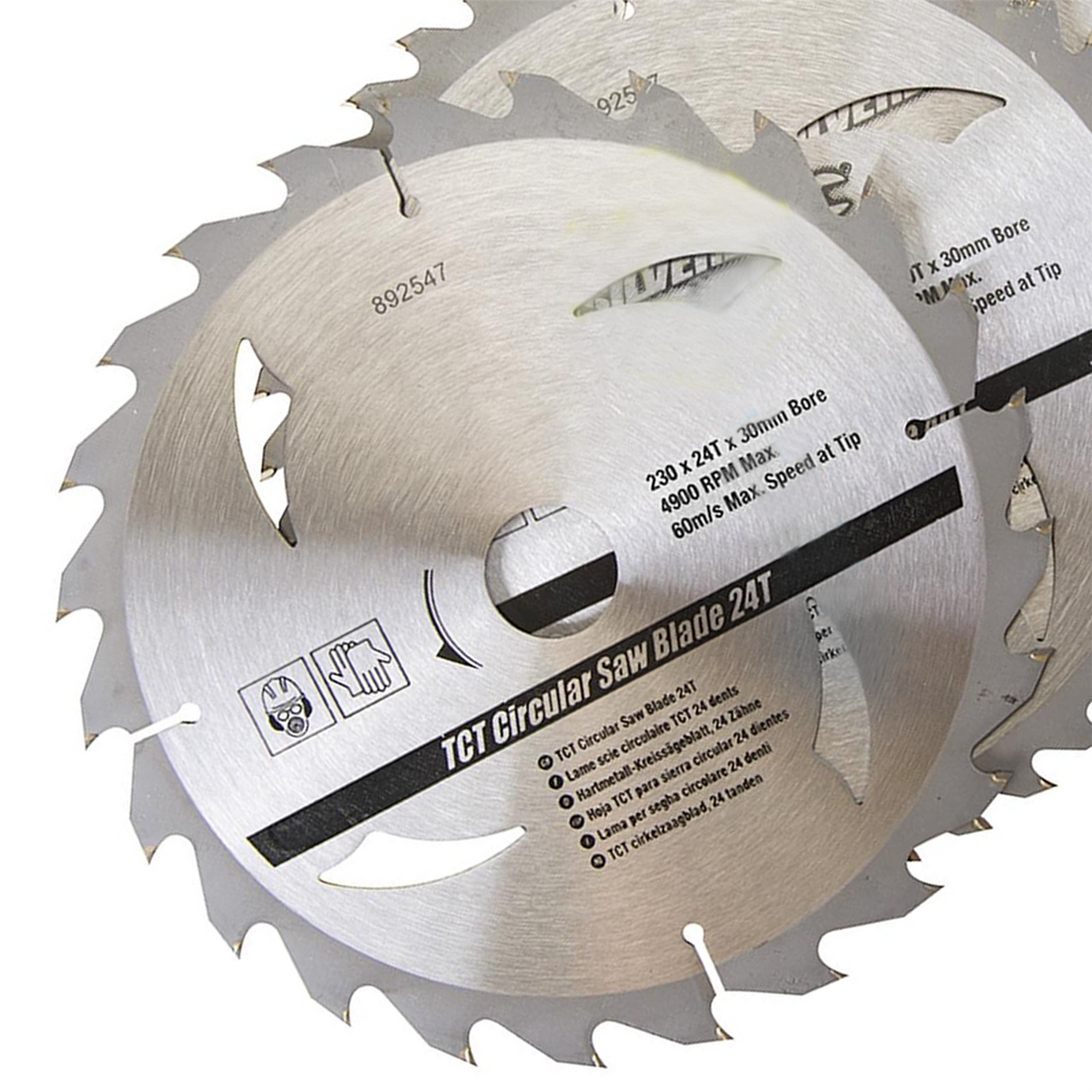 TCT Circular Saw Blades 24 40 48T 3Pk 230 x 30 - 25, 20, 16mm Rings Hardwood Softwood Chipboards Cutting