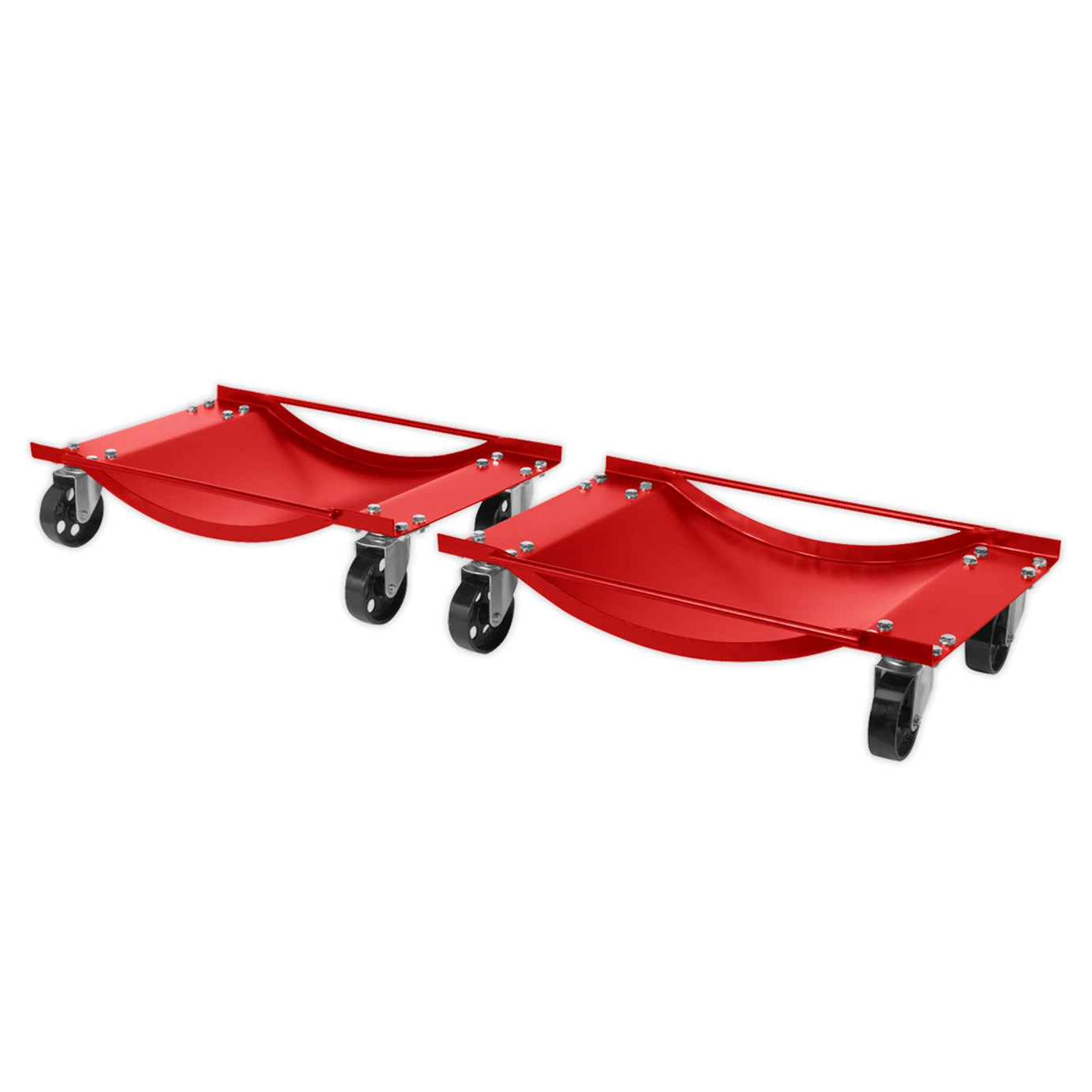 Sealey Wheel Dolly Set 454kg Capacity Two Pressed Steel Wheel Dollies