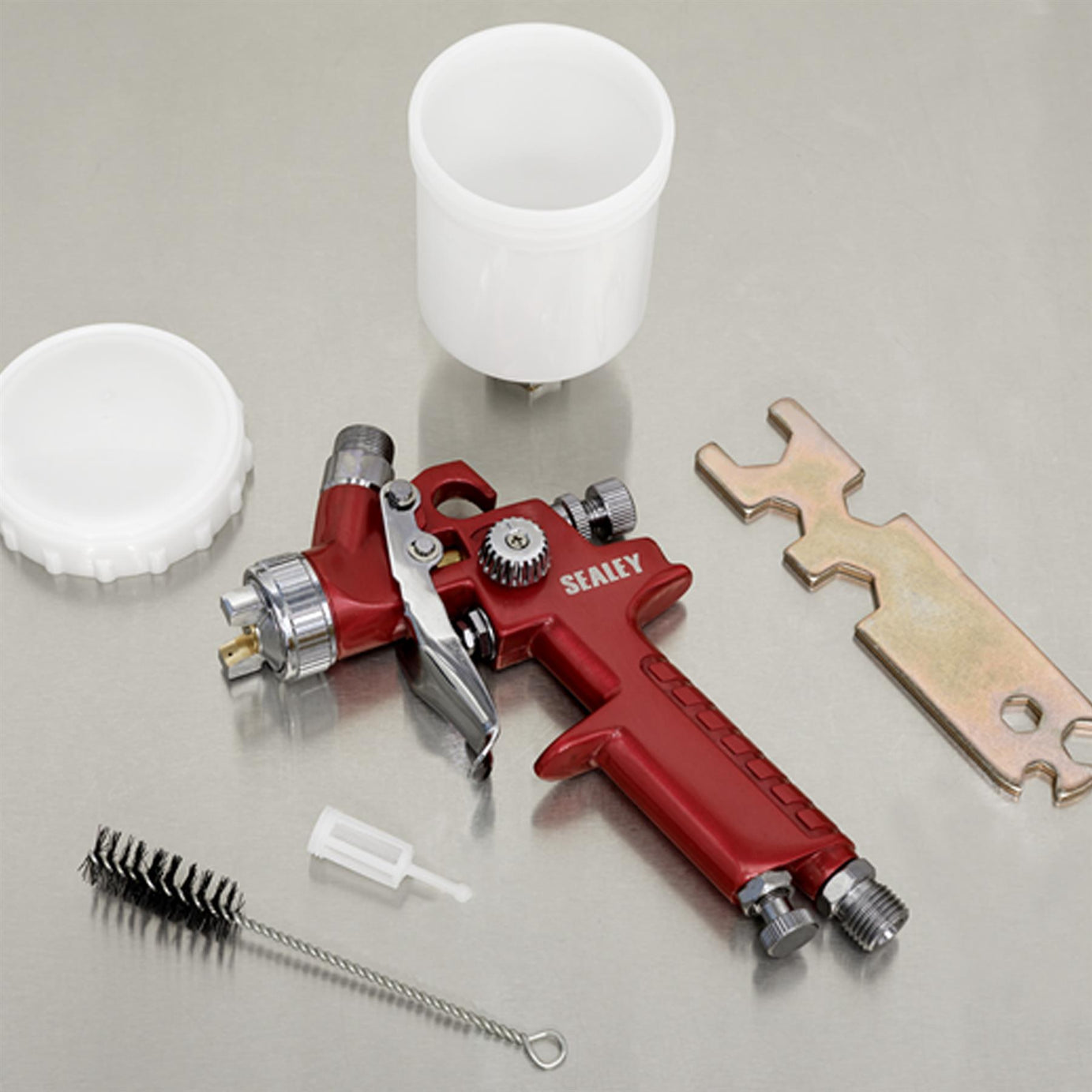 Sealey HVLP Gravity Feed Touch-Up Spray Gun 0.8mm Set-Up