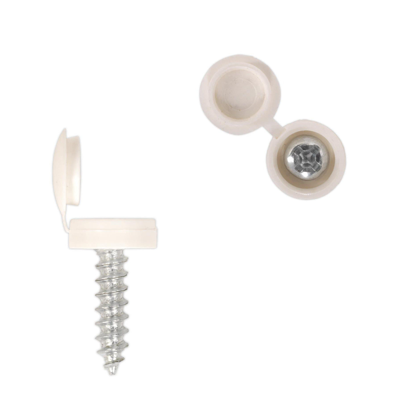 Sealey Numberplate Screw with Flip Cap 4.2 x 19mm White Pk of 50