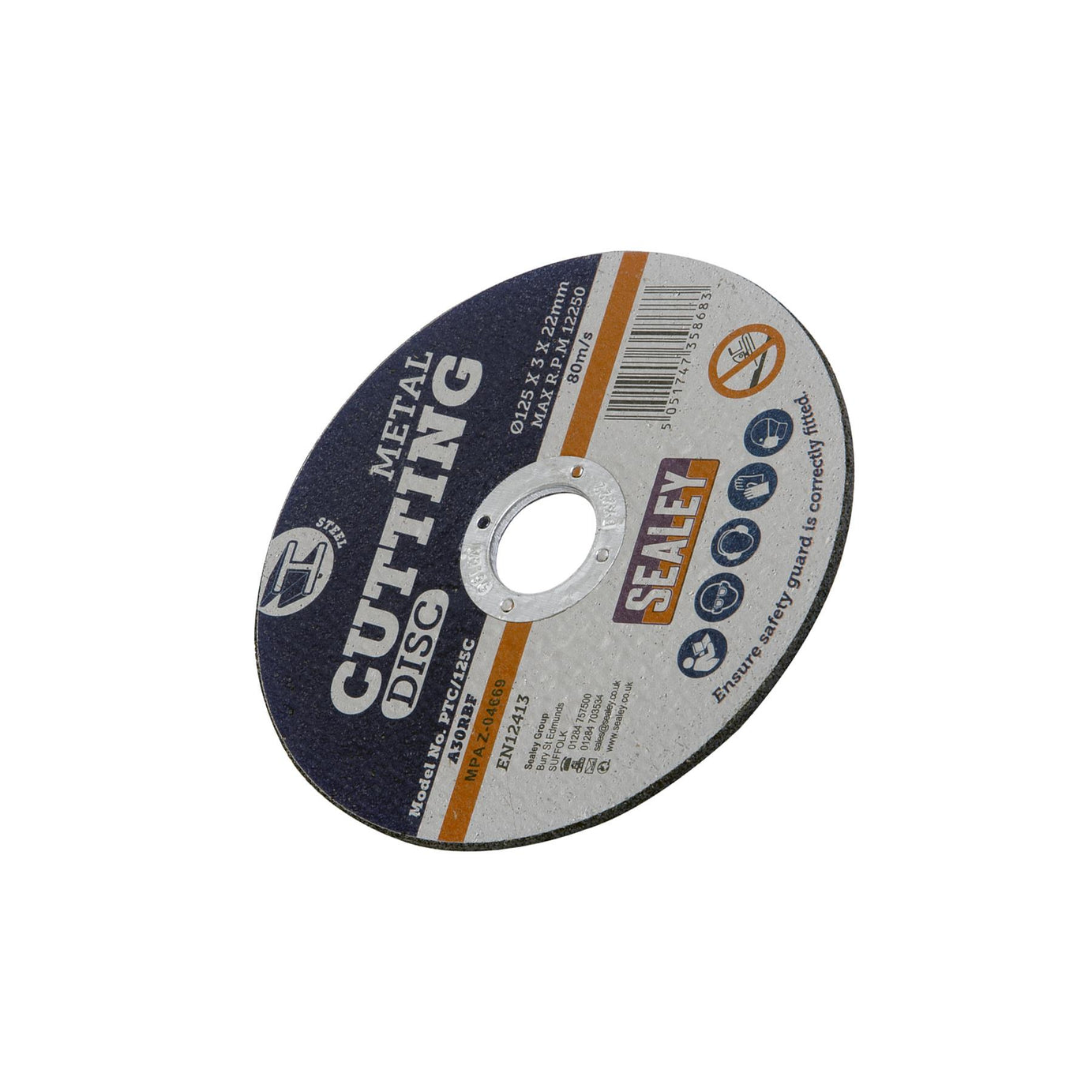 Cutting Disc 125 x 3mm 22mm Bore.  General-purpose flat cutting discs. Sealey