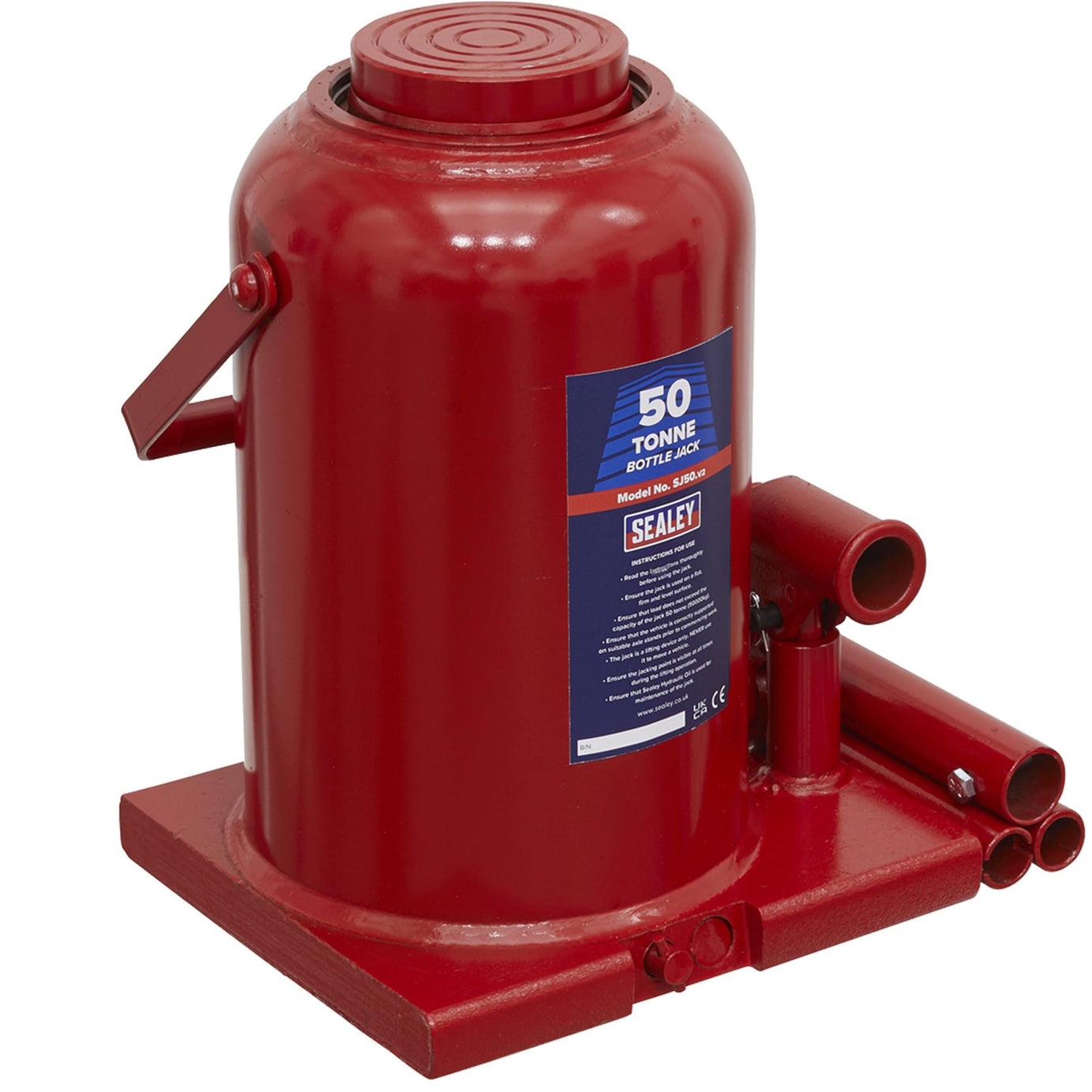 Sealey Bottle Jack 50tonne Supplied with 2-piece handle