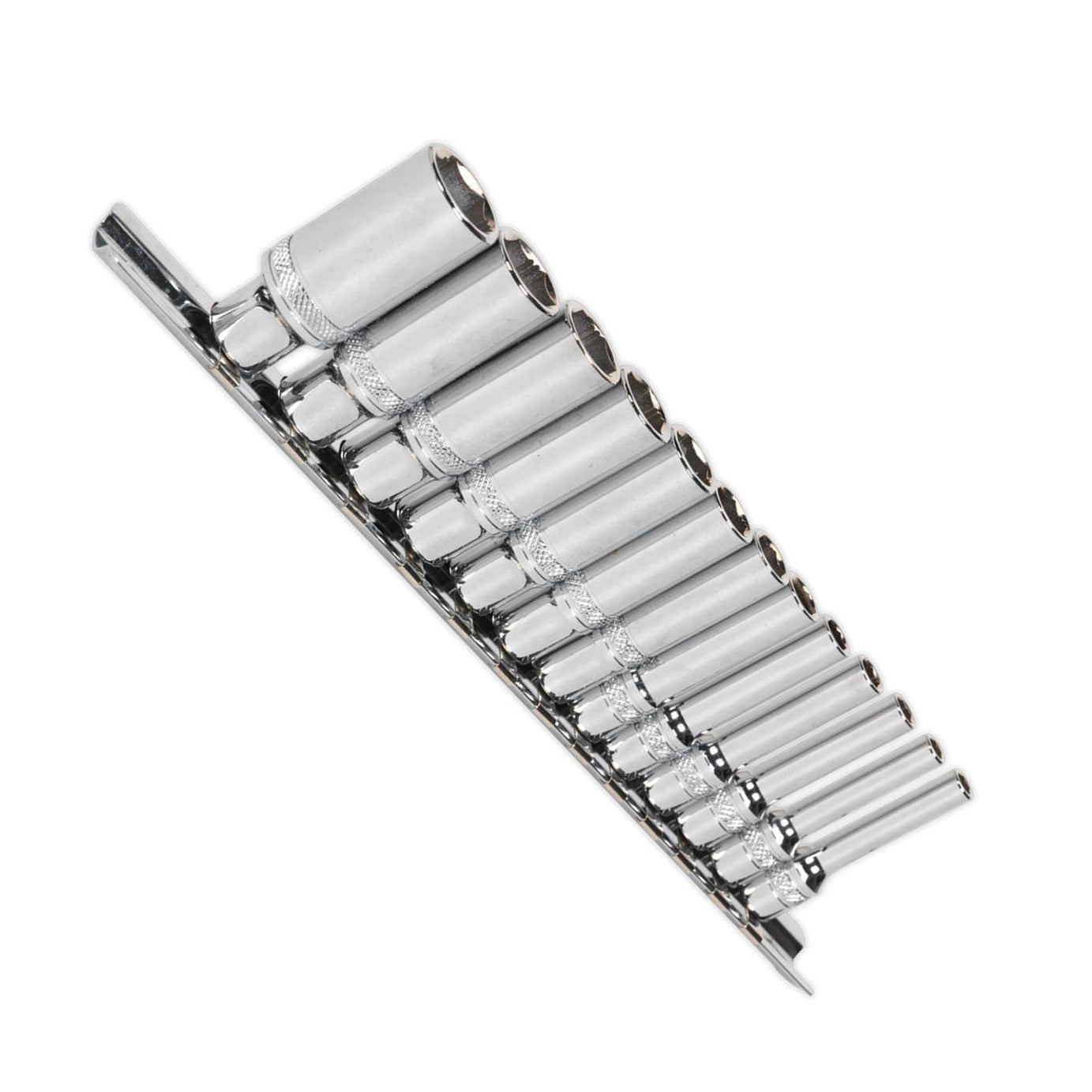Sealey Deep Lock-On Socket Set 1/4" Sq Drive 13pc 4 -14mm 6pt Metric Long Reach