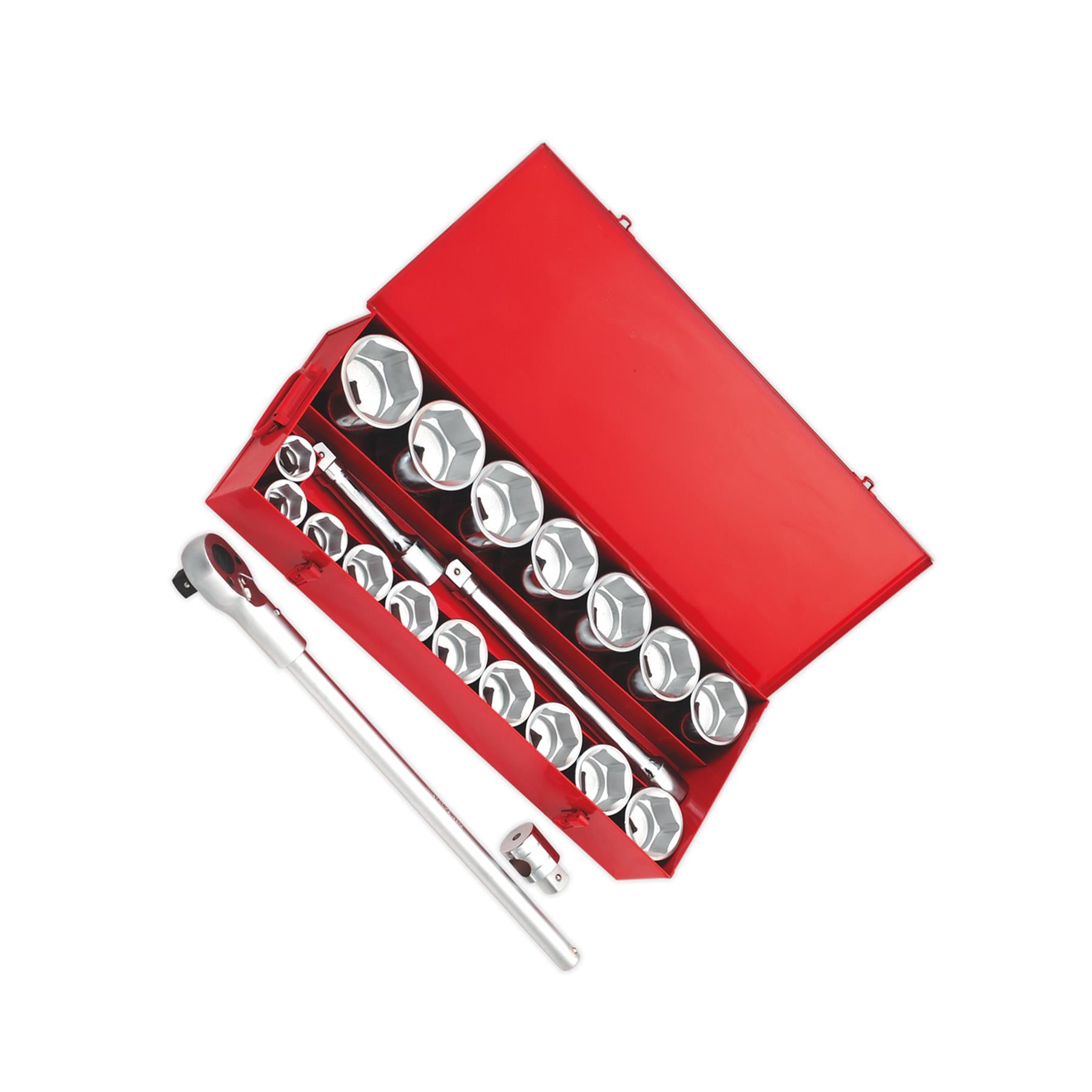Sealey Socket Set 22pc Chrome Vanadium Steel 1"Sq Drive 6pt WallDrive Metric