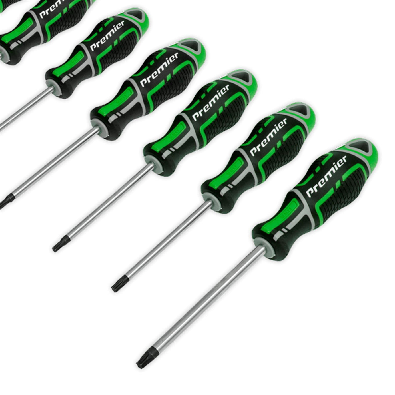 Sealey 10pc TRX Star Torx Screwdriver Set Magnetic GripMax T7-T40 Hi Vis Green