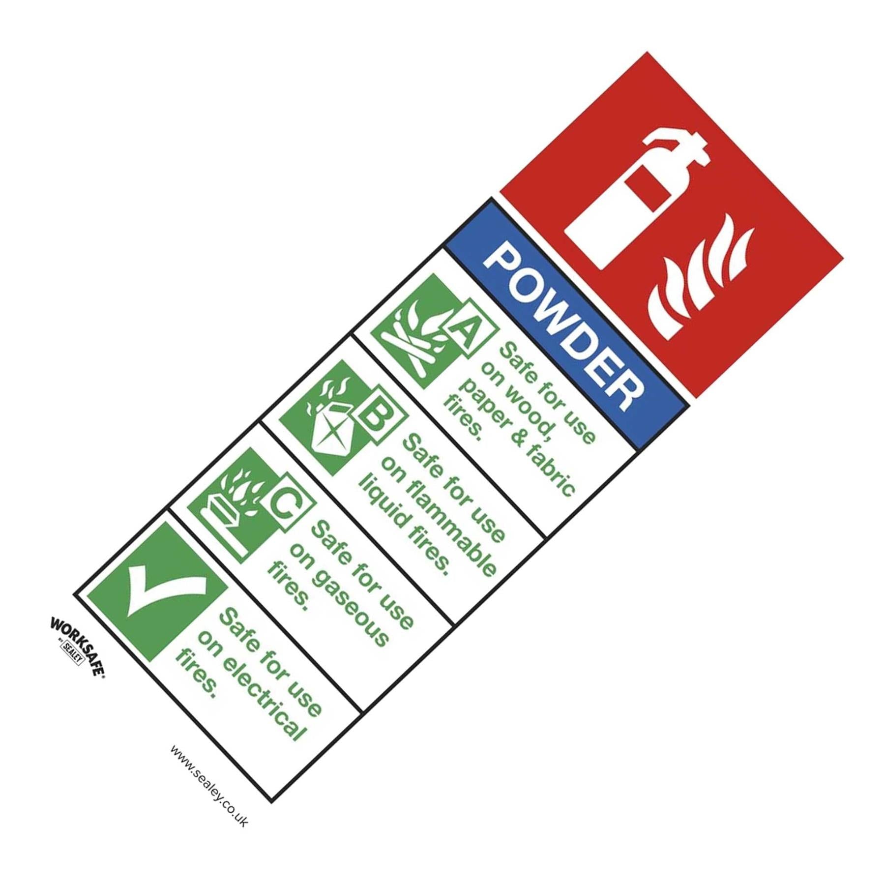 Safe Conditions Safety Sign - Powder Fire Extinguisher - Self-Adhesive Vinyl