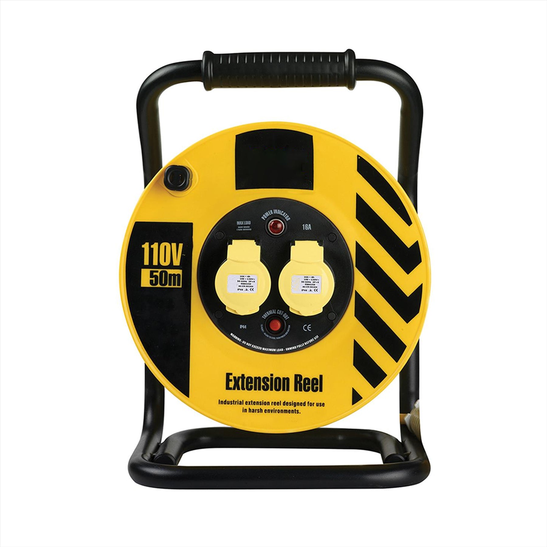 Defender Heavy Duty Cable Reel 1.5mm2 2-Way 16A 50m 110V