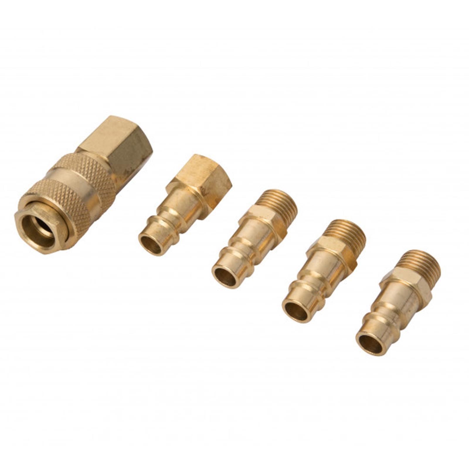 BlueSpot 5Pce Brass Air Fittings (BSP) Corrosion Resistant For 1/4" BSP Air Hose