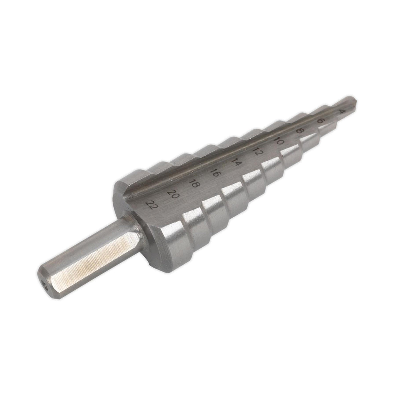 Sealey M2 Step Drill Bit HSS Cone Drill 4-22mm Double Flute Hole Metal Cutter