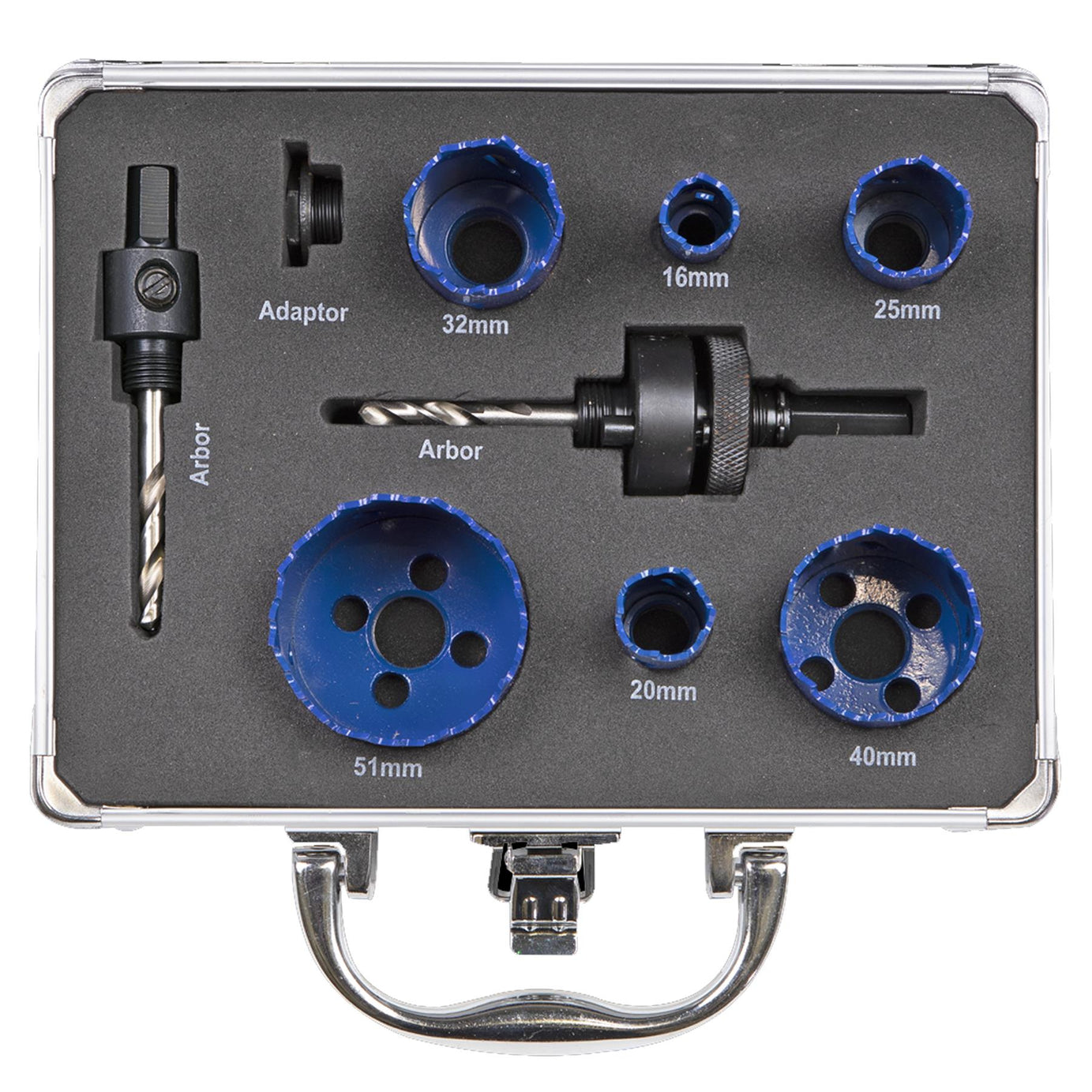 9 Piece Electricians Hole Saw Kit. Professional quality kit Sealey