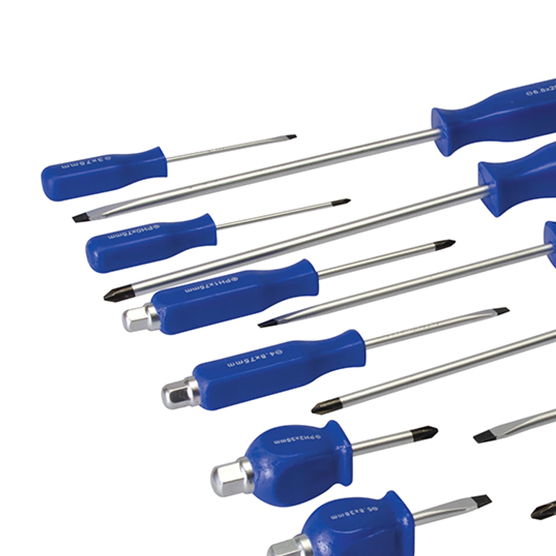 12Pce Engineers Screwdriver Set Chrome Vanadium Steel Blades Magnetic Tips