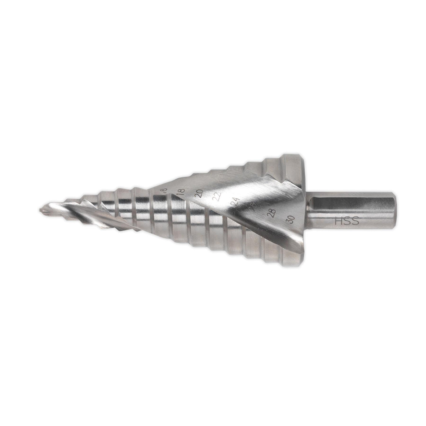 Sealey Step Drill Bit HSS 4341 Double Spiral Flute 4-30mm Hole Cutter AK4748