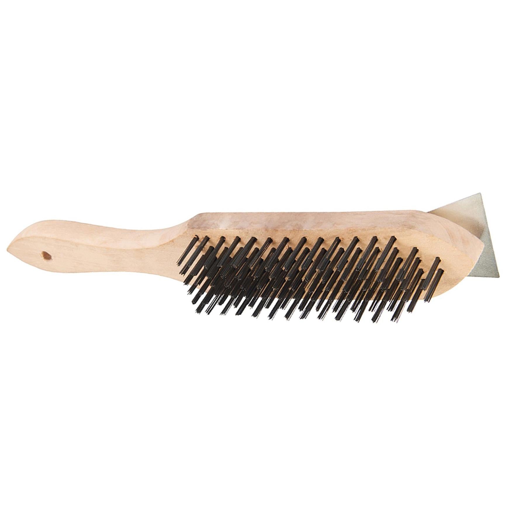 Wooden Wire Brush & Scraper 6 Row Wooden Handle With Scraper Heavy Duty