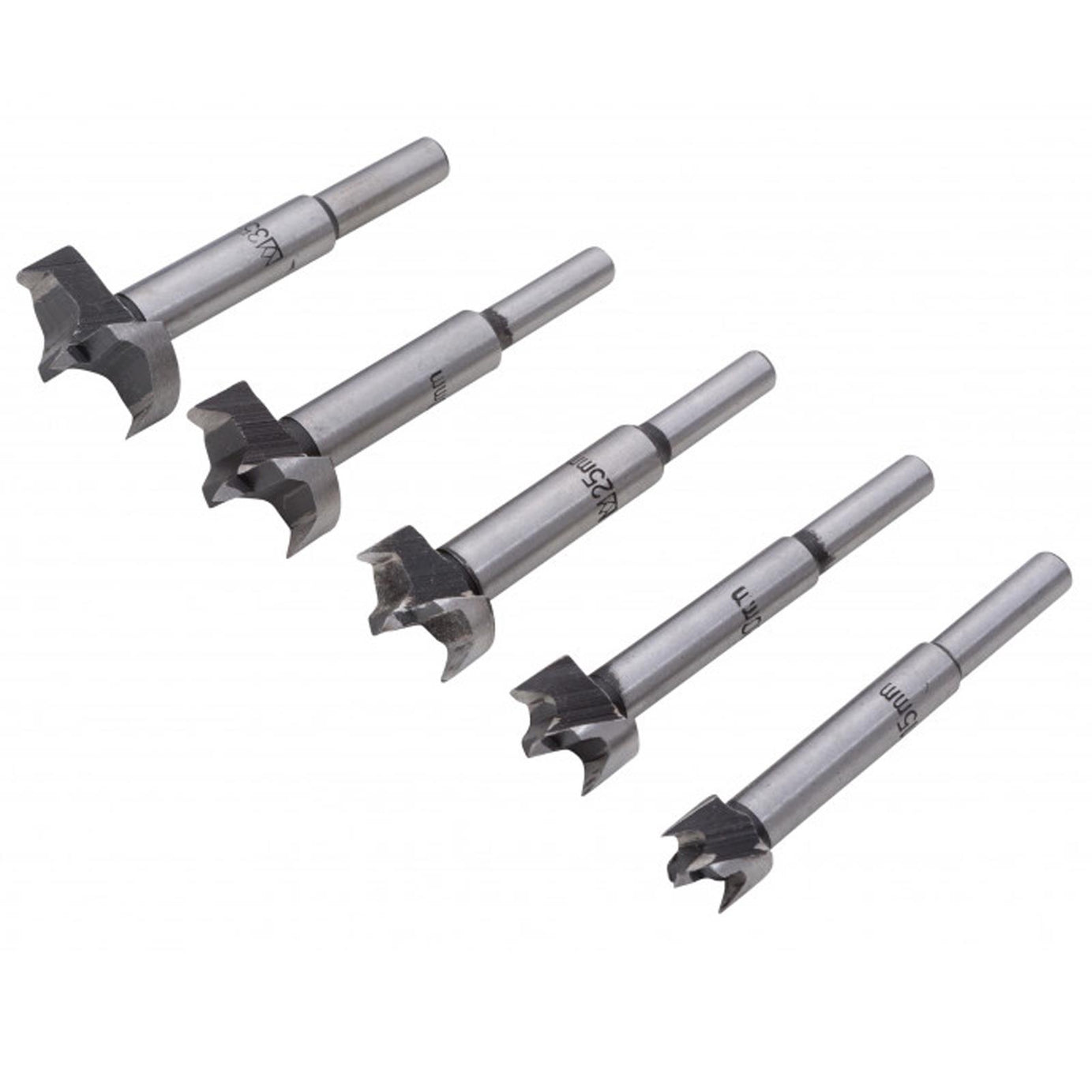 BlueSpot 5pc Forstner Bit Set Drill 15mm 20mm 25mm 30mm 35mm Wood Hole Precision