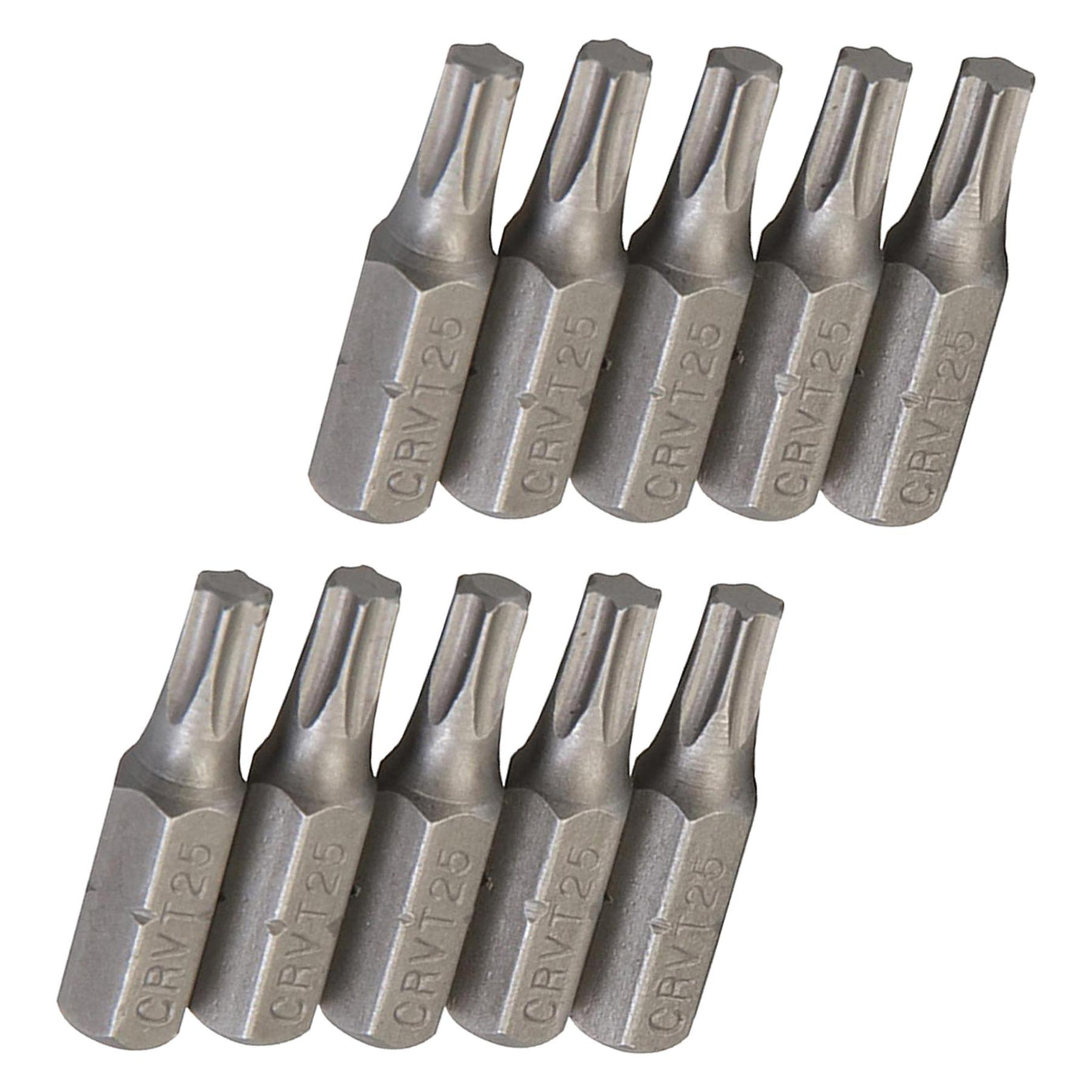 10Pk Torx CRV Screwdriver Bits T25 Chrome Vanadium 1/4" Hex Drive Drive DIY