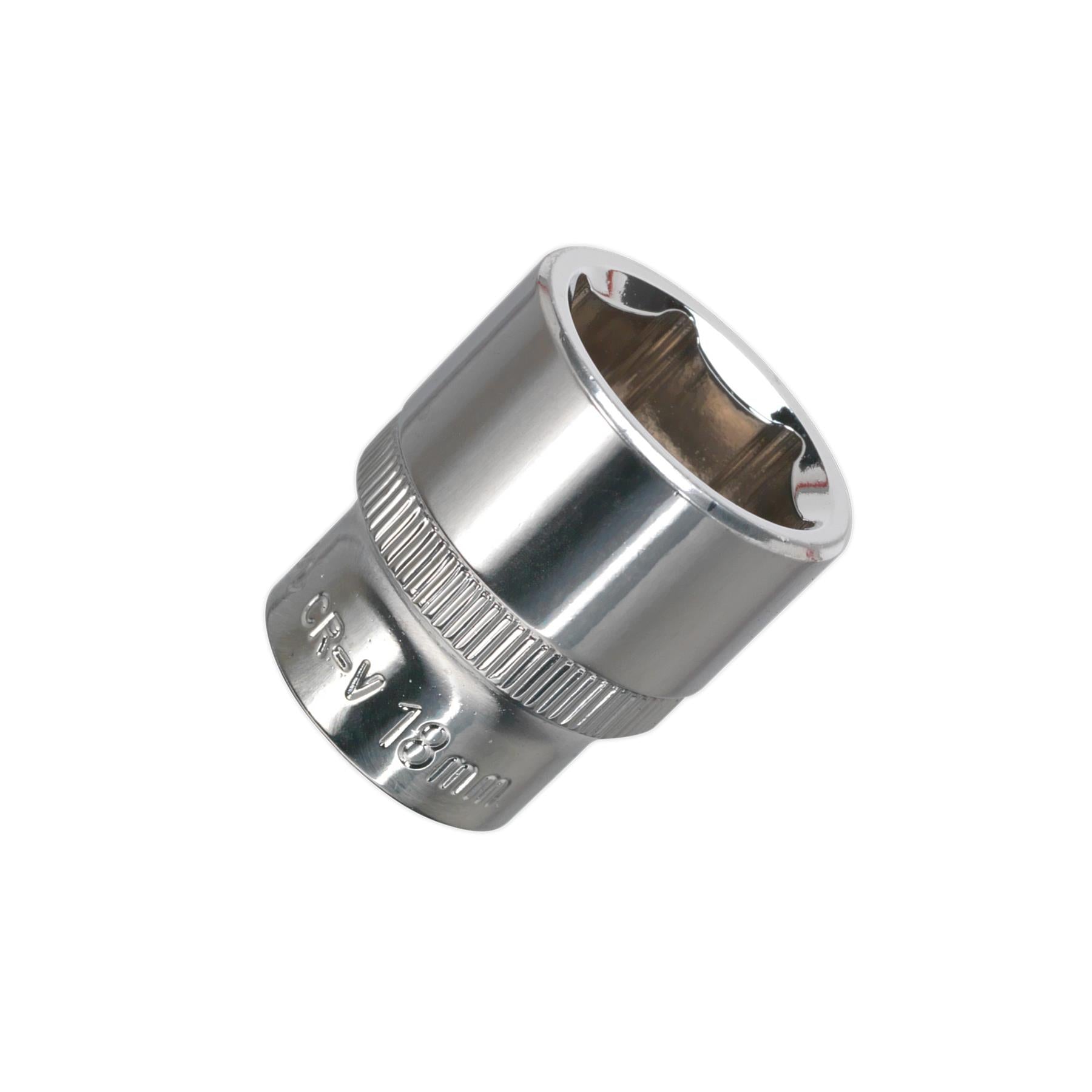 Sealey WallDrive Socket 18mm 3/8"Sq Drive Fully Polished
