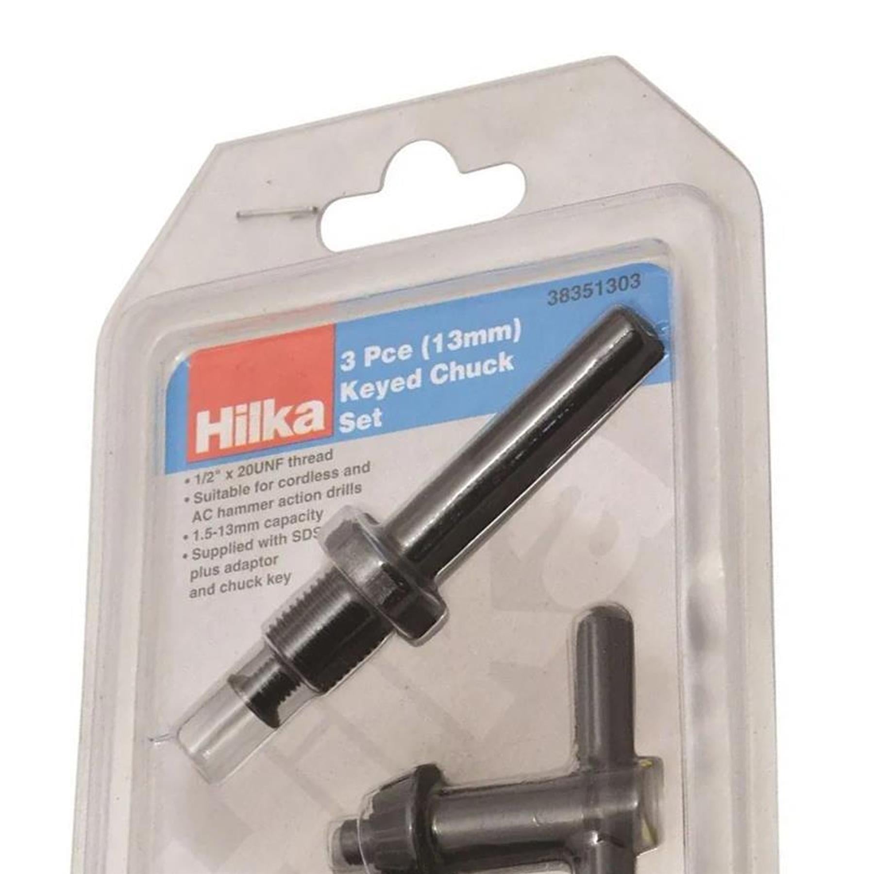 13mm 1/2" UNF Drill Chuck with SDS Shaft Adaptor and Chuck Key by Hilka