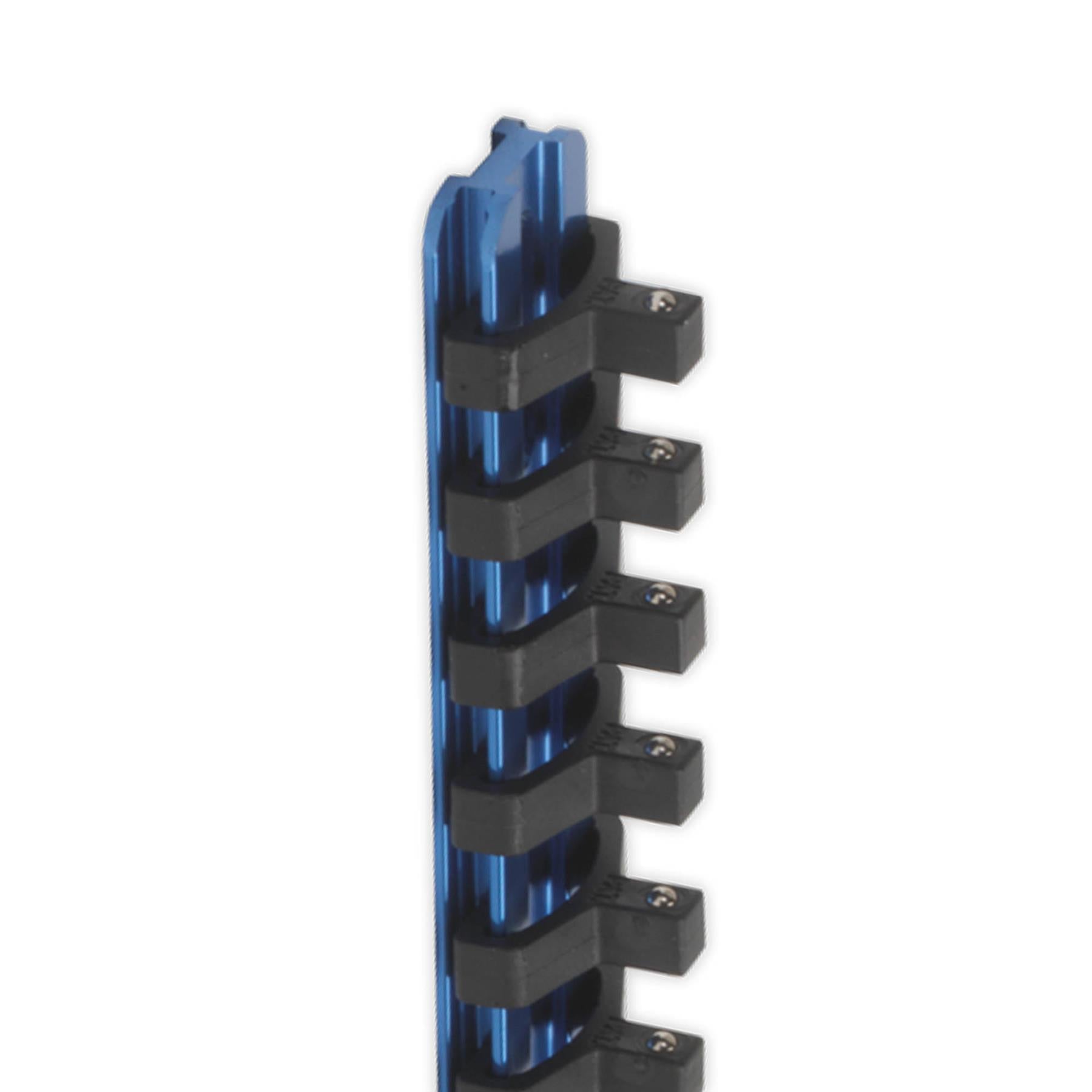 Sealey Socket Retaining Rail with 14 Clips Aluminium 1/4"Sq Drive