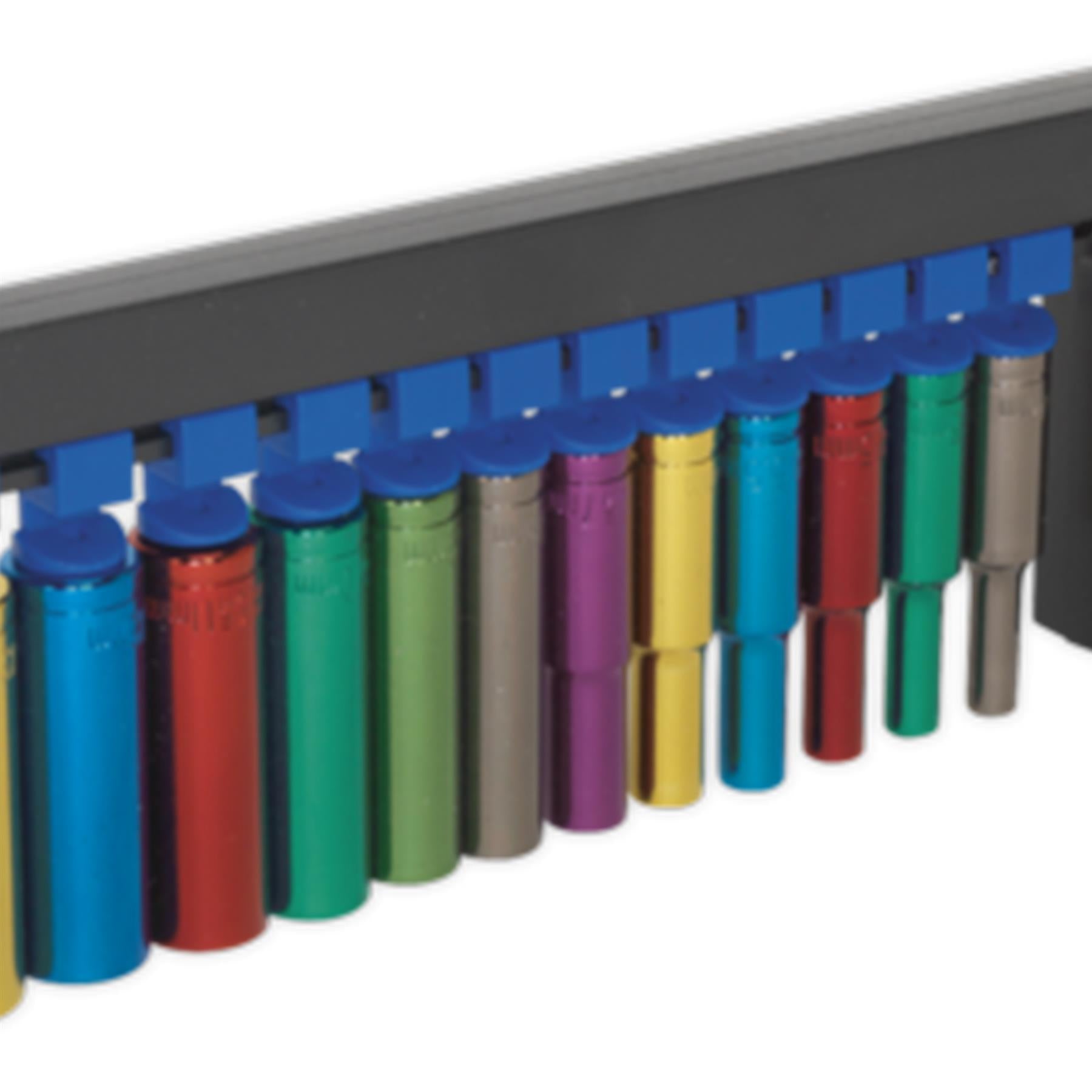Sealey Multi-Colour Socket Set 12pc 1/4 Sq Dr 6pt Deep WallDrive MM
