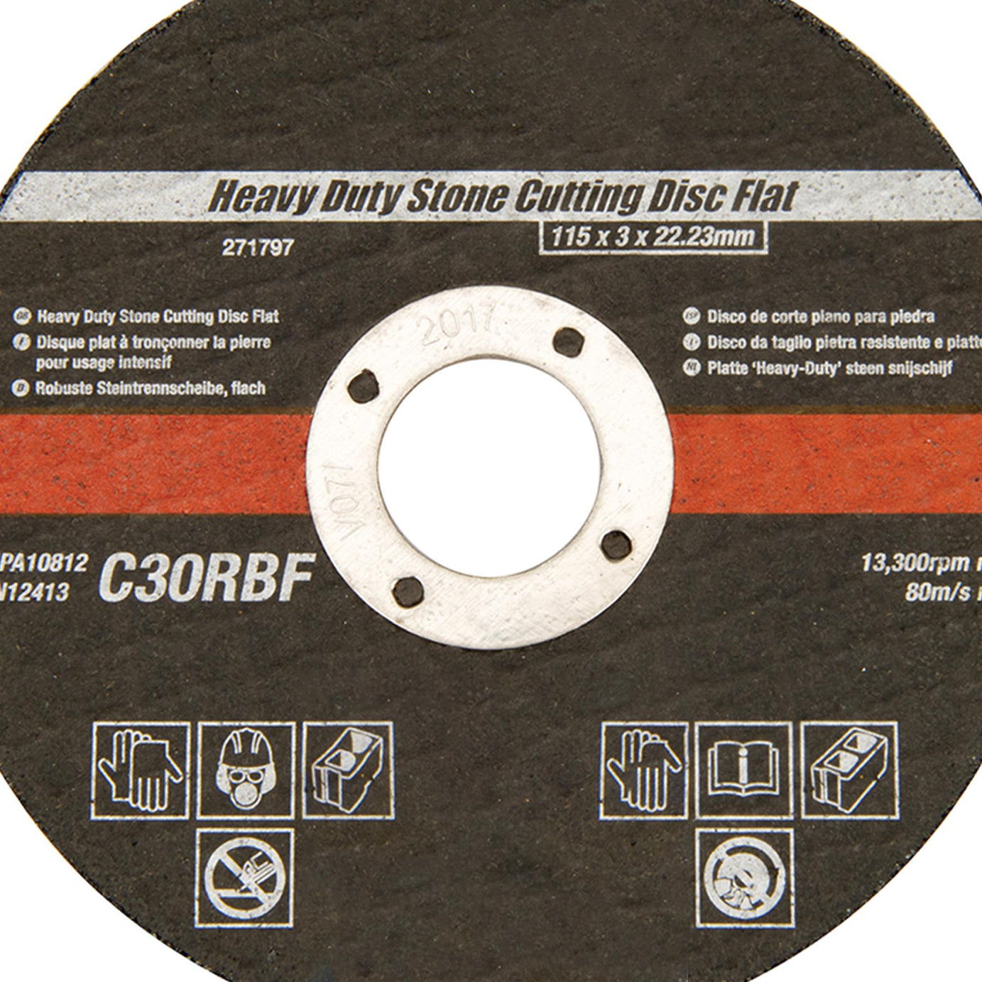 Heavy Duty Stone Cutting Disc Flat 115 X 3 X 22.23mm Quality Fibreglass Mesh