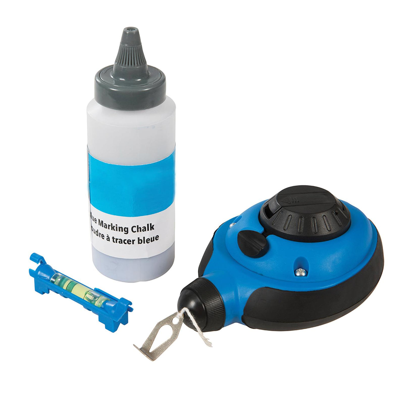 3Pce Fast Rewind Chalk Line Set Includes 80mm level and 113g of blue chalk