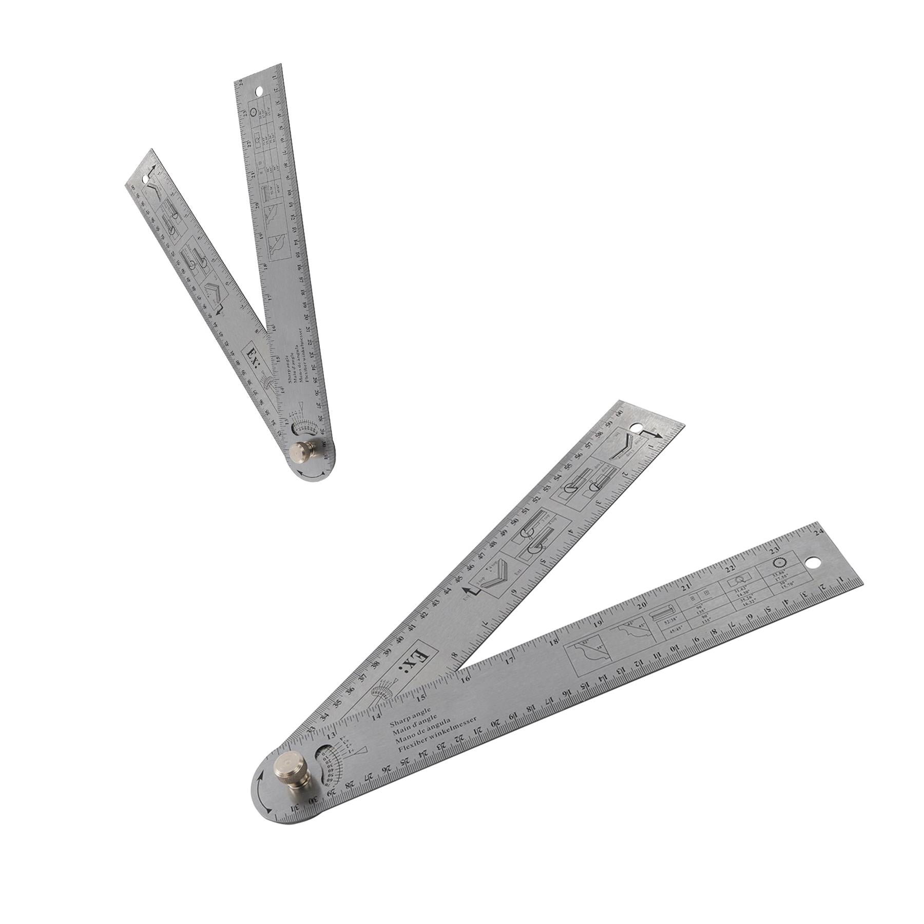 180 & 360 Degree Angle Finder Protractor Tool 600mm Steel Ruler Metric Imperial