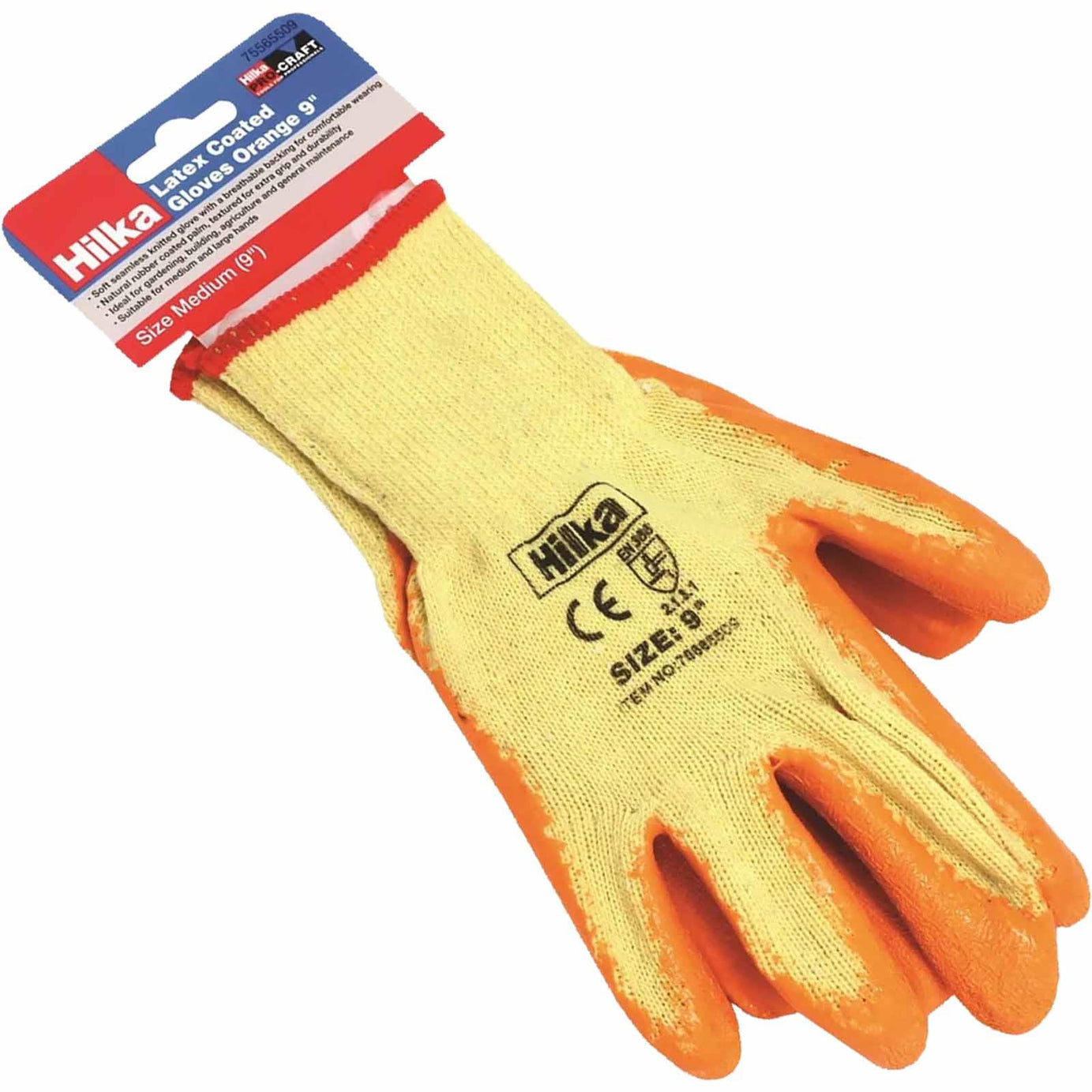 Orange Latex Coated Work Gloves