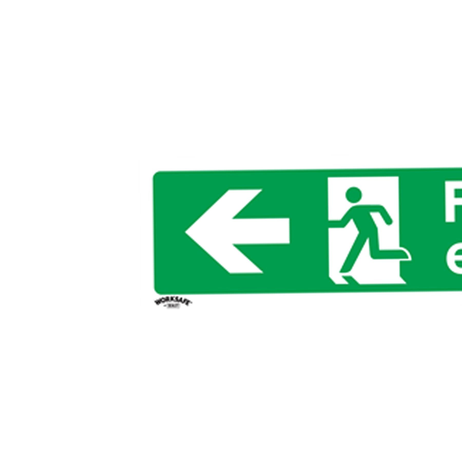 Safety Sign - Fire Exit (Left) - Rigid Plastic - Pack of 10. Sealey