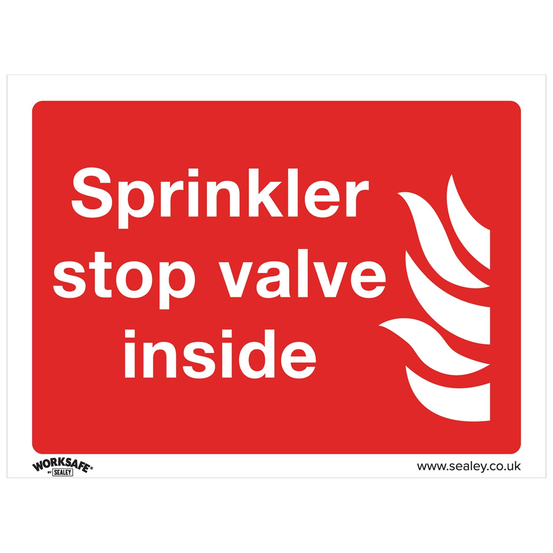 Sealey Safety Sign - Sprinkler Stop Valve - Self-Adhes. Pack of 10