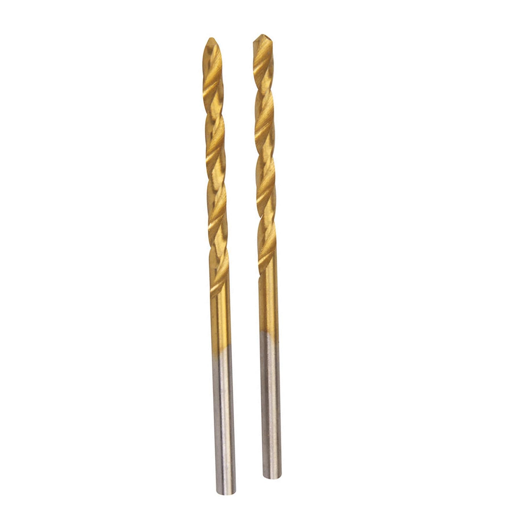 2Pk Hss Titanium-Coated Drill Bits 3.0mm Durable High Speed Metal Wood Plastic