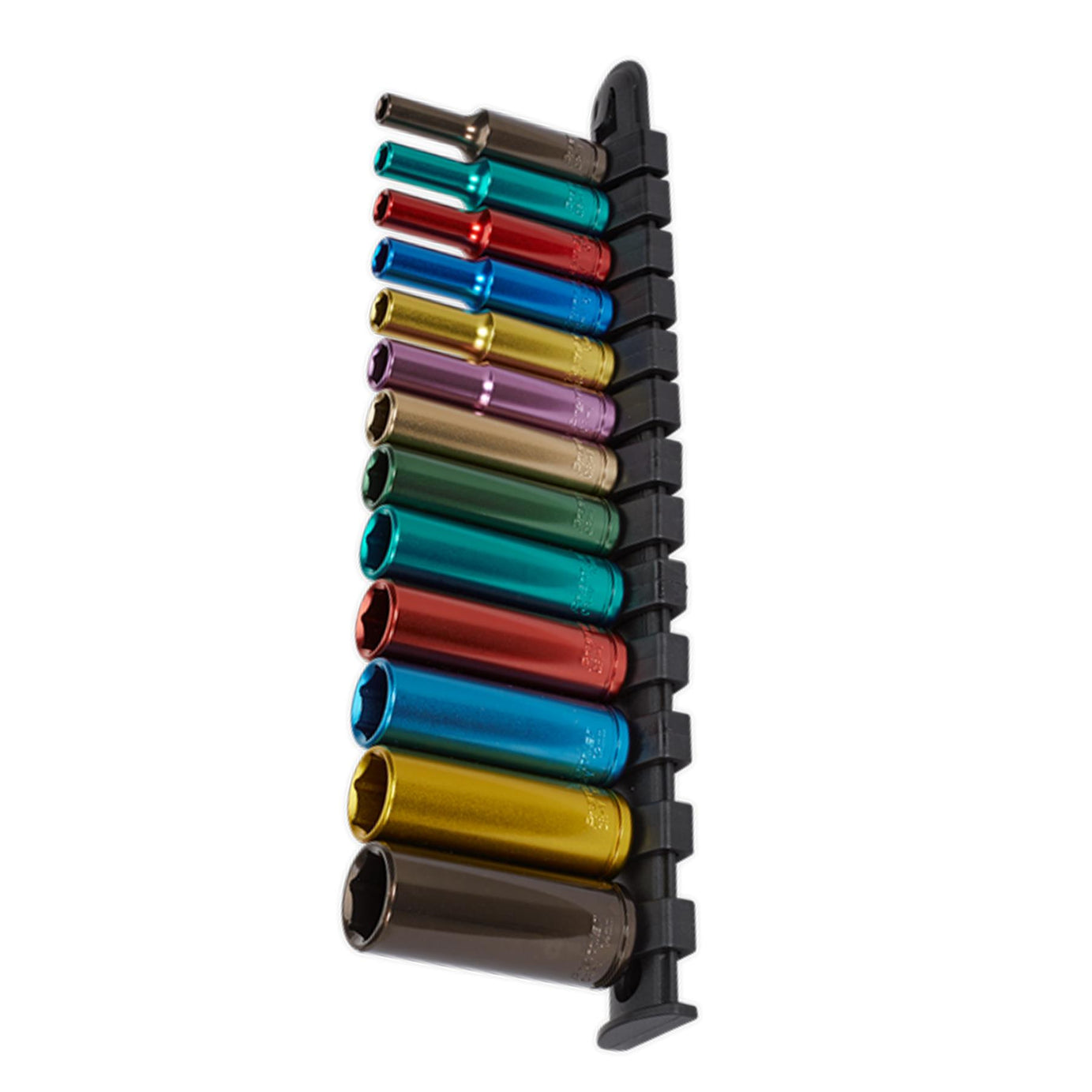 Sealey 13pc Multi Coloured Deep Socket Set 4mm - 14mm 6pt Set 1/4" Sq Drive