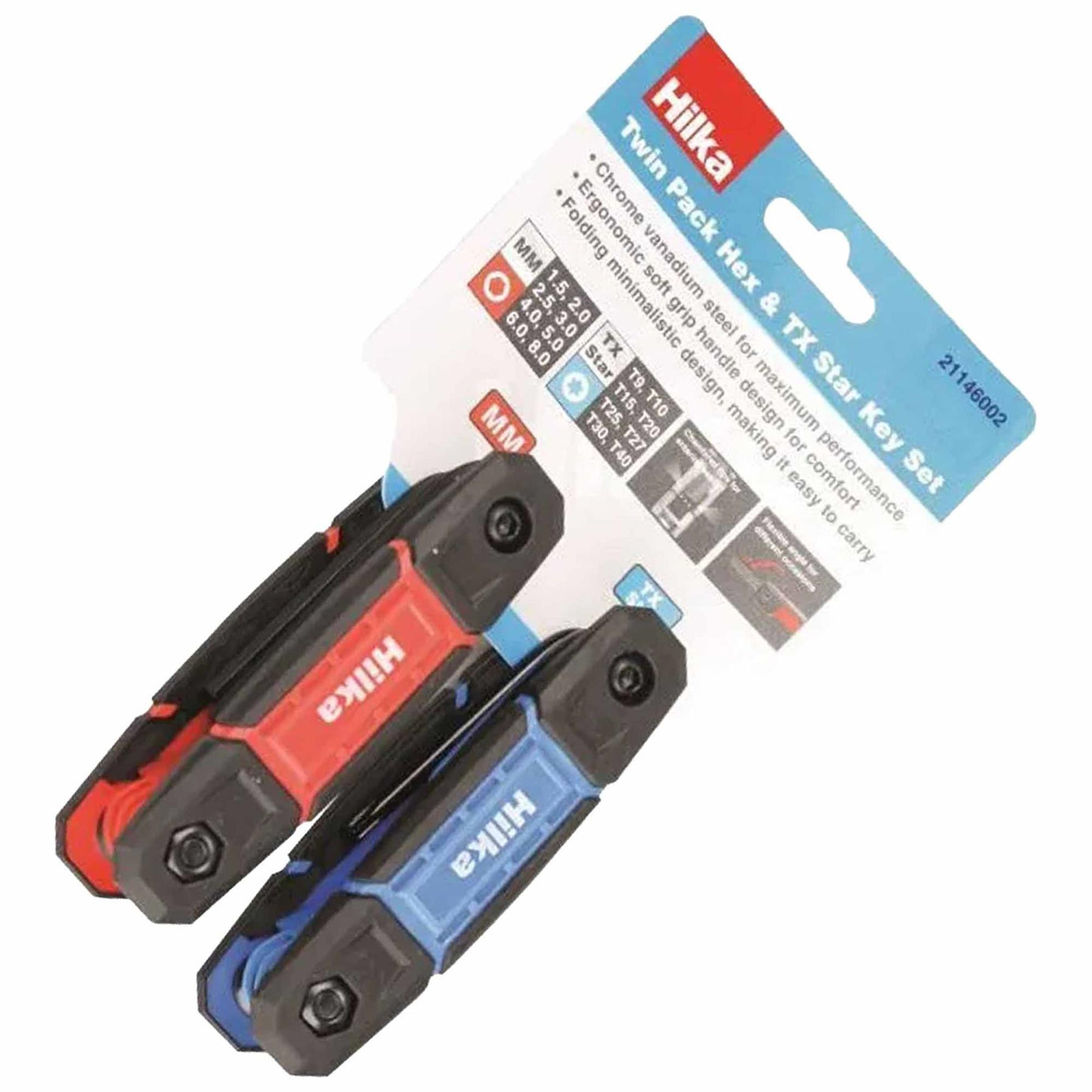 Twin Pack Chrome Vanadium Steel Soft Grip Handle Hex & TX Star Key Set