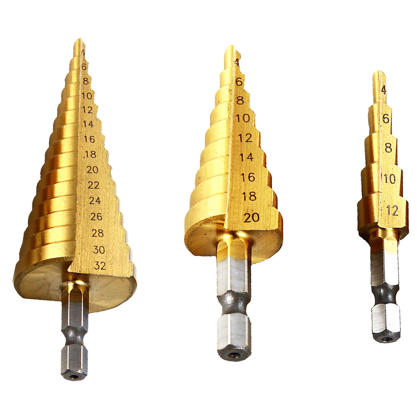 3PC HSS Step Cone Drill Titanium