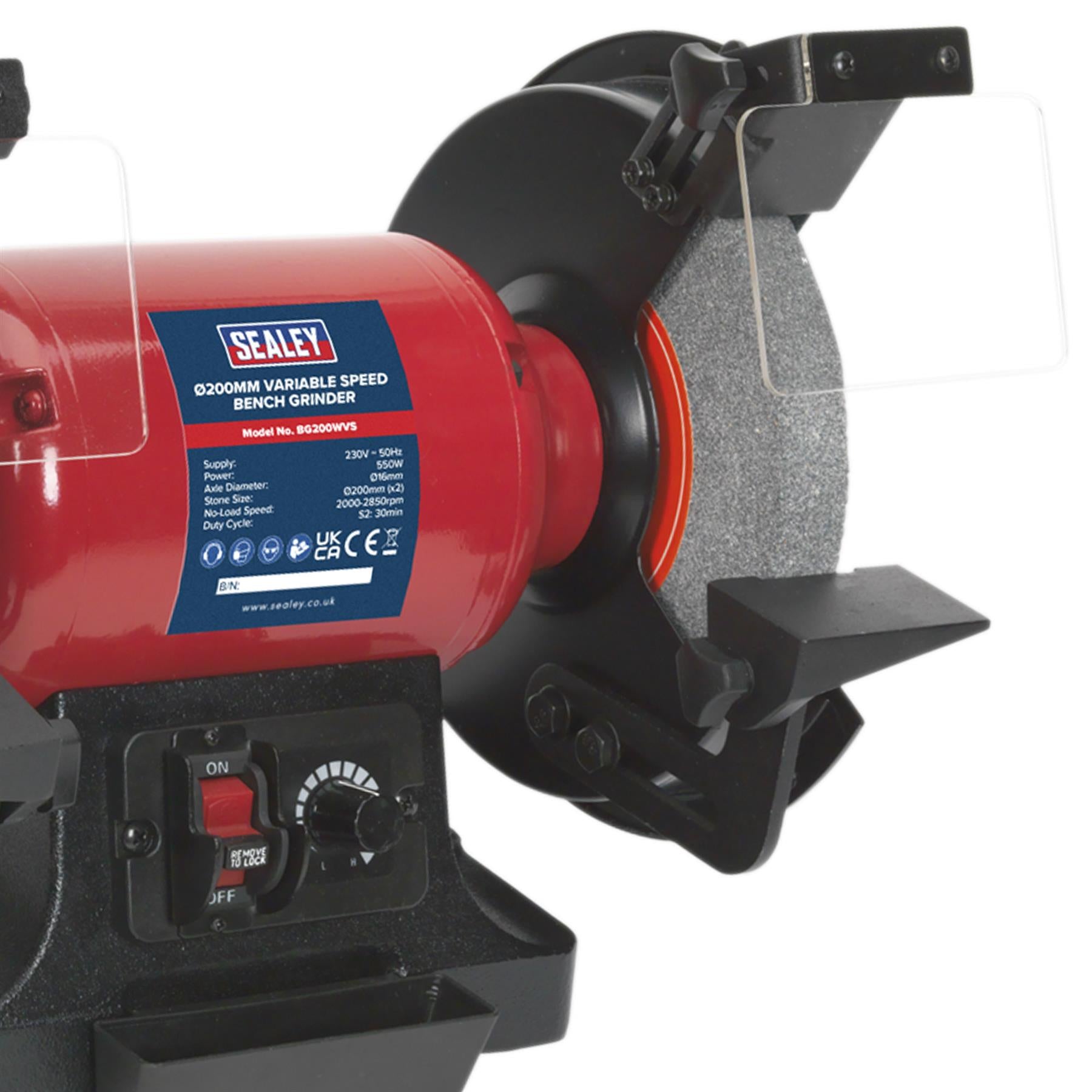 Sealey Bench Grinder 200mm Variable Speed Garage Workshop DIY