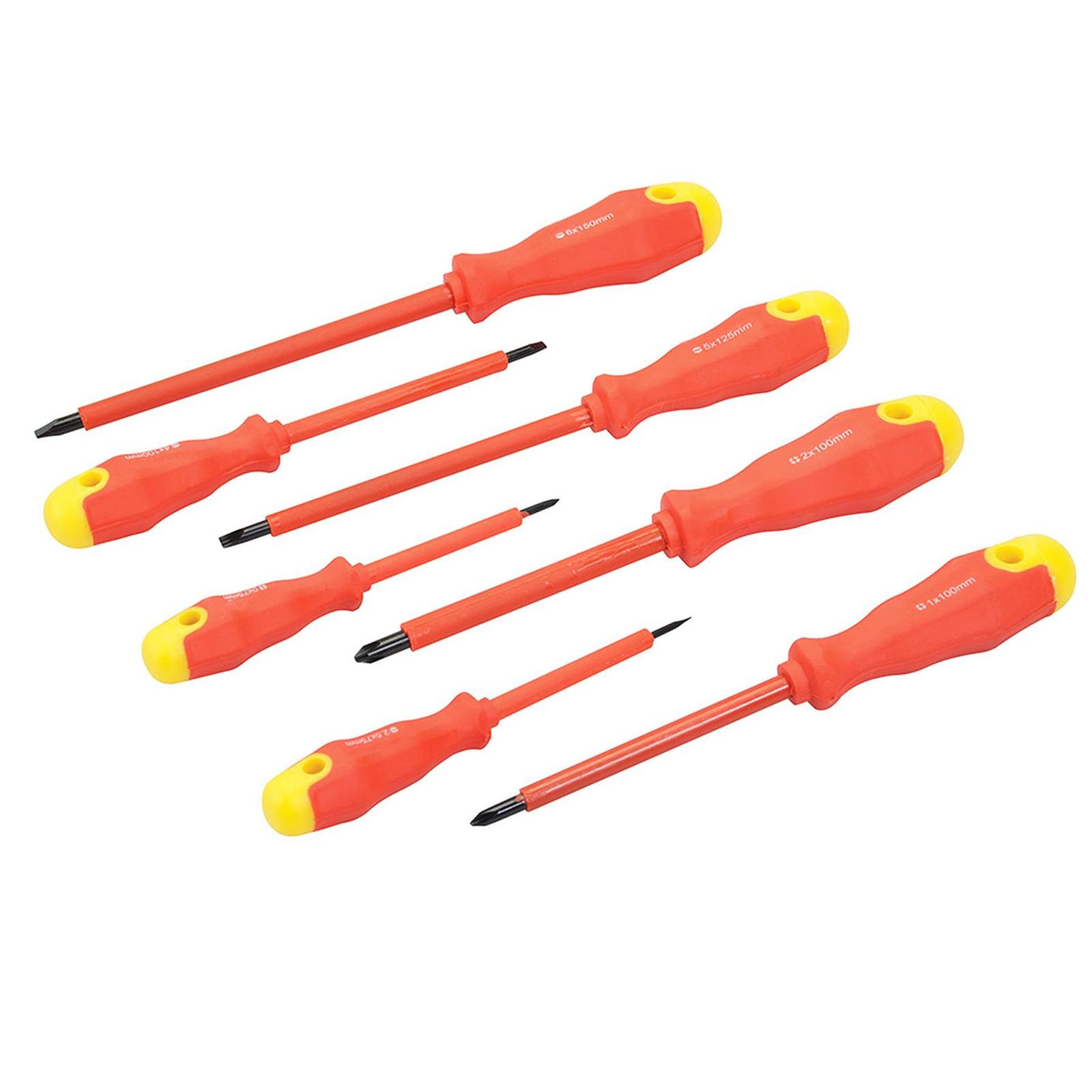 7Pce Insulated Soft-Grip Screwdriver Set Insulated Chrome Vanadium Shafts