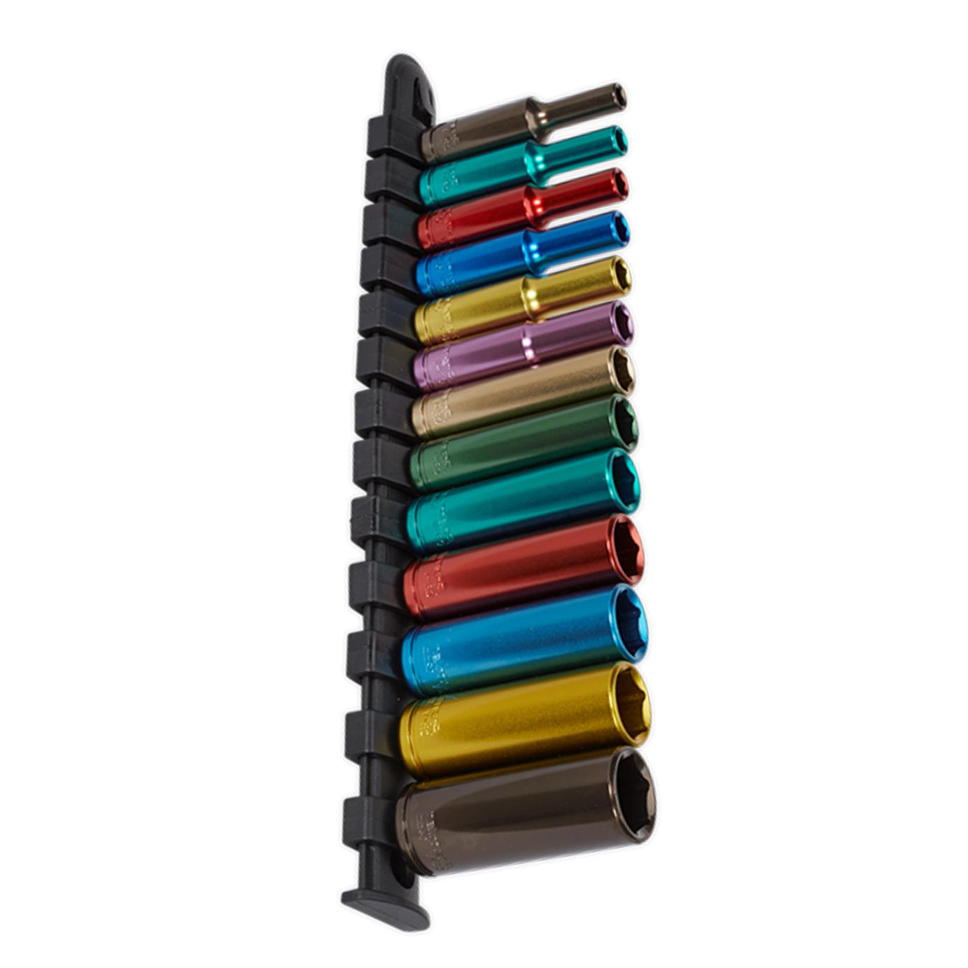 Sealey 13pc Multi Coloured Deep Socket Set 4mm - 14mm 6pt Set 1/4" Sq Drive