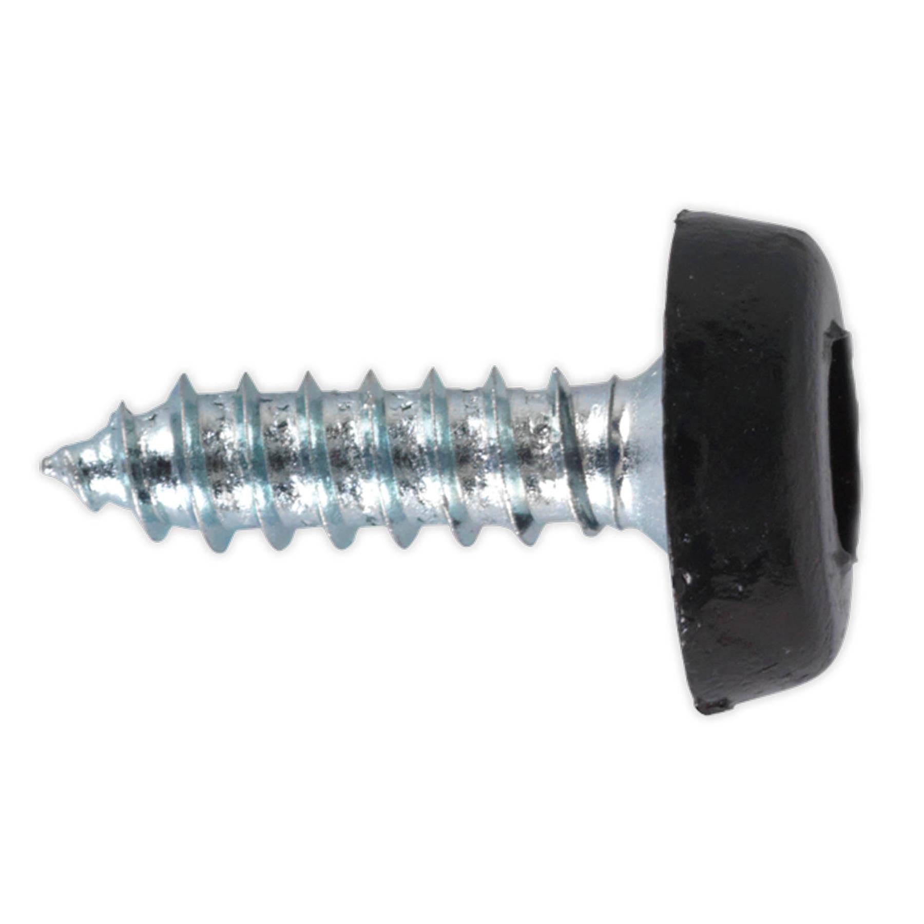 Sealey Numberplate Screw Plastic Head 4.8 x 18mm Black Pack of 50