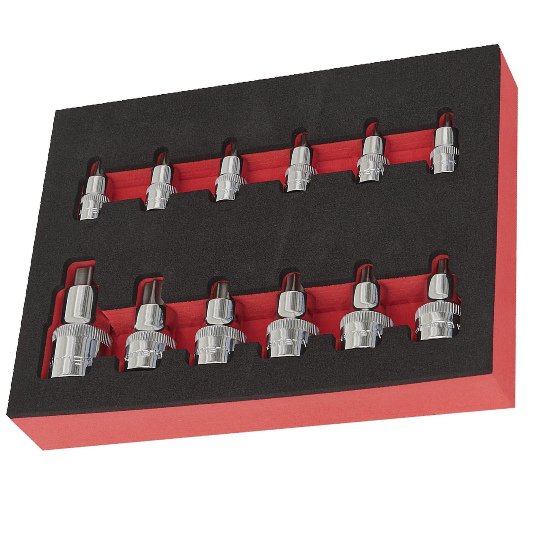 Sealey TRX-Star* Socket Bit Set 12pc Stubby 1/4",3/8"&1/2"Sq Drive