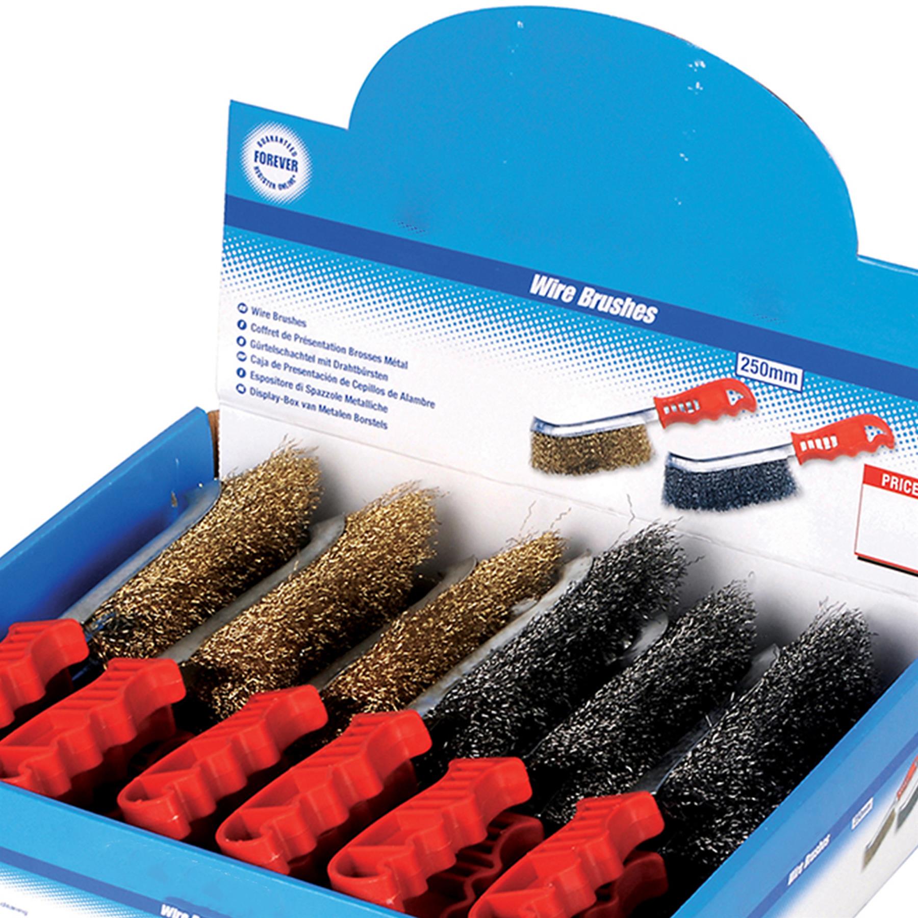 High-Quality Wire Brush Display Box 24pcs 12 STeel Wire Brush & 12 pcs Brass Plate Steel Wire Brush