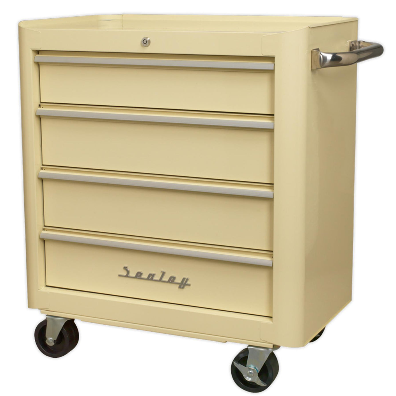 Sealey Rollcab 4 Drawer Retro Style. White  Stainless steel handle