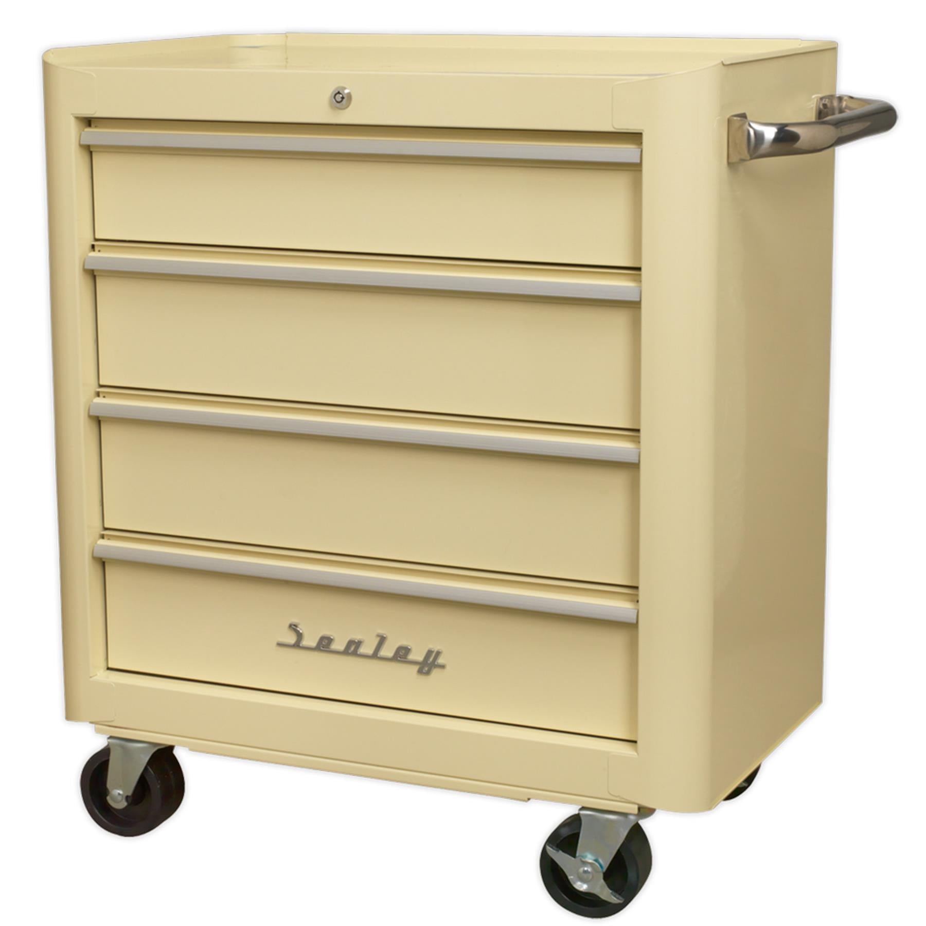 Sealey Rollcab 4 Drawer Retro Style. White  Stainless steel handle