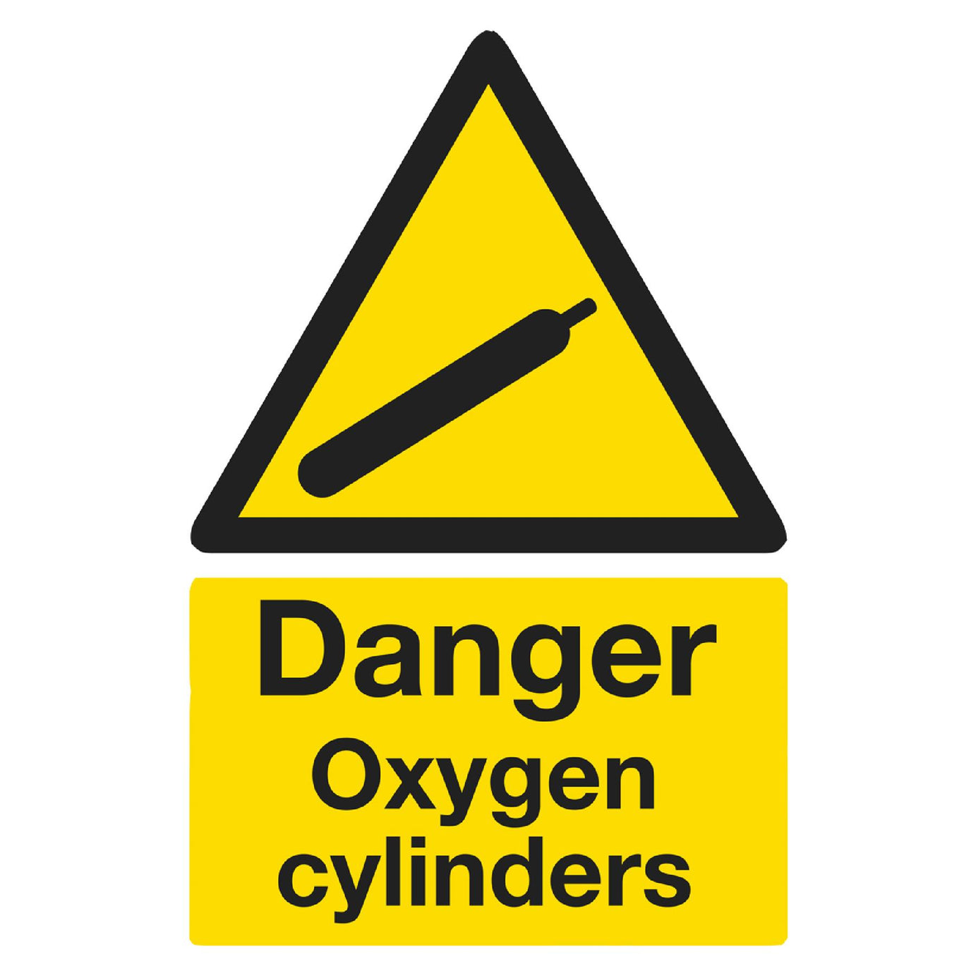 Warning Safety Sign - Danger Oxygen Cylinders - Rigid Plastic