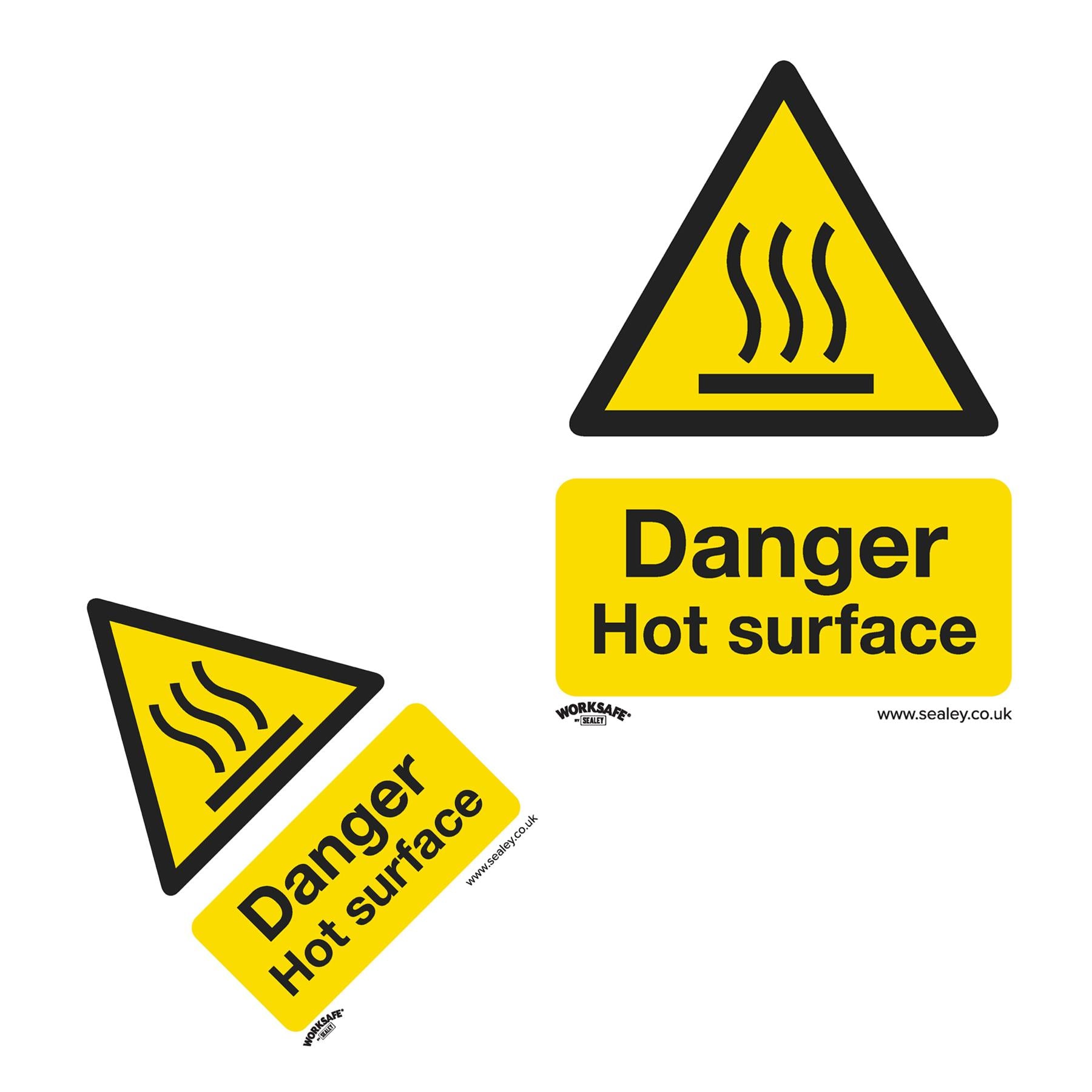Warning Safety Sign - Danger Hot Surface - Self-Adhesive Vinyl