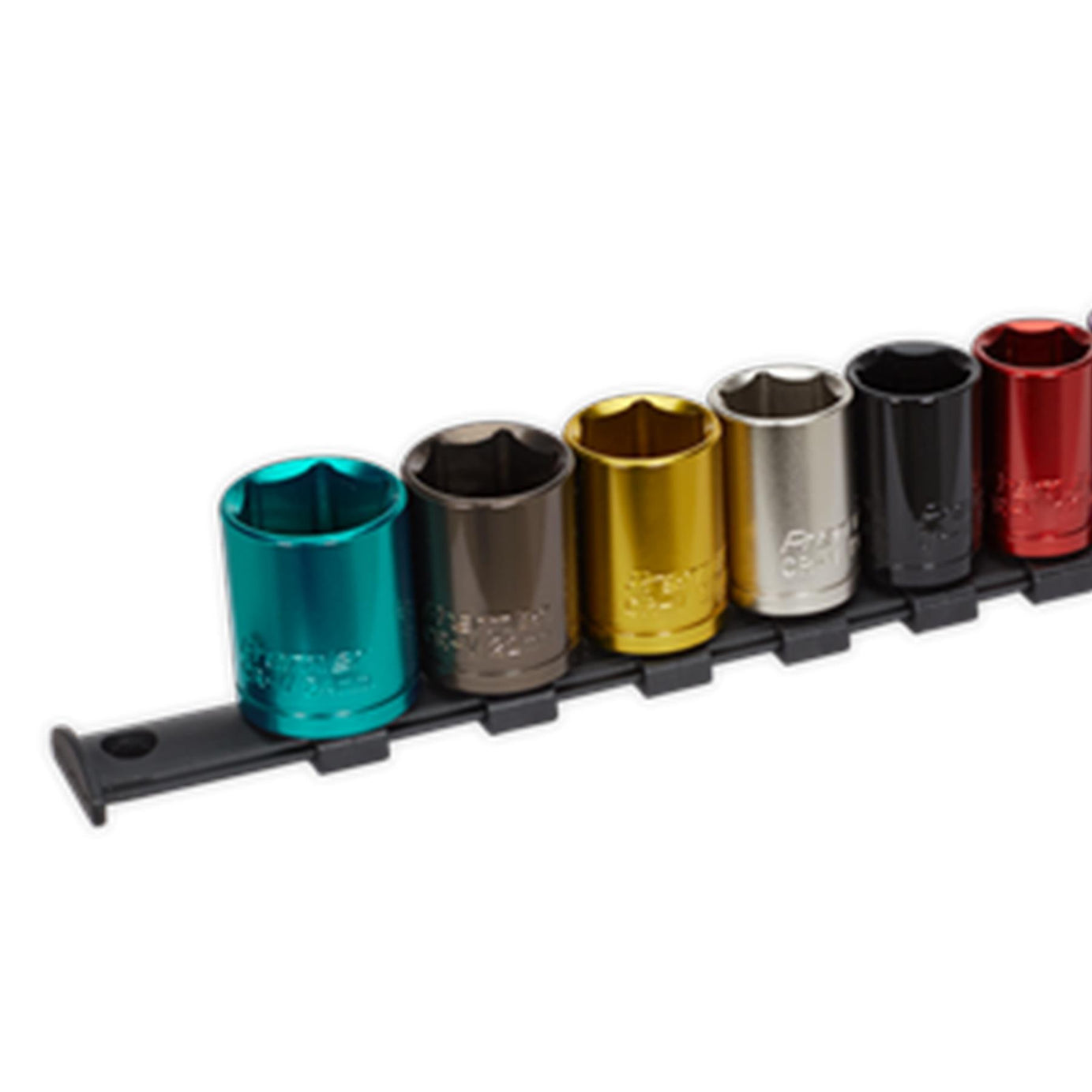 Sealey 15pc Multi Coloured Socket Set 8mm - 24mm 6pt Set 1/2" Sq Drive Metric