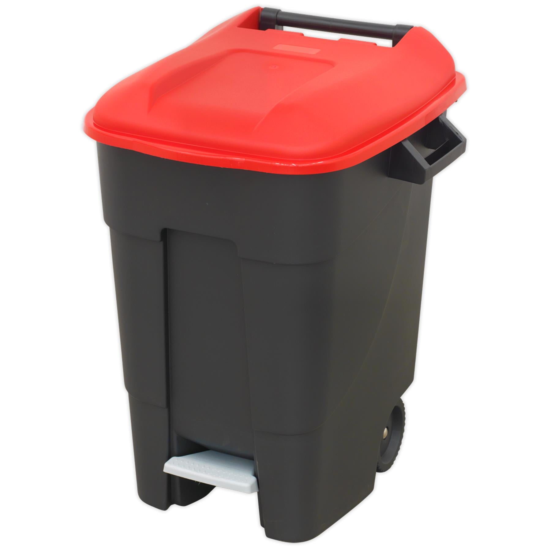 Sealey Refuse/Wheelie Bin with Foot Pedal 100L - Red