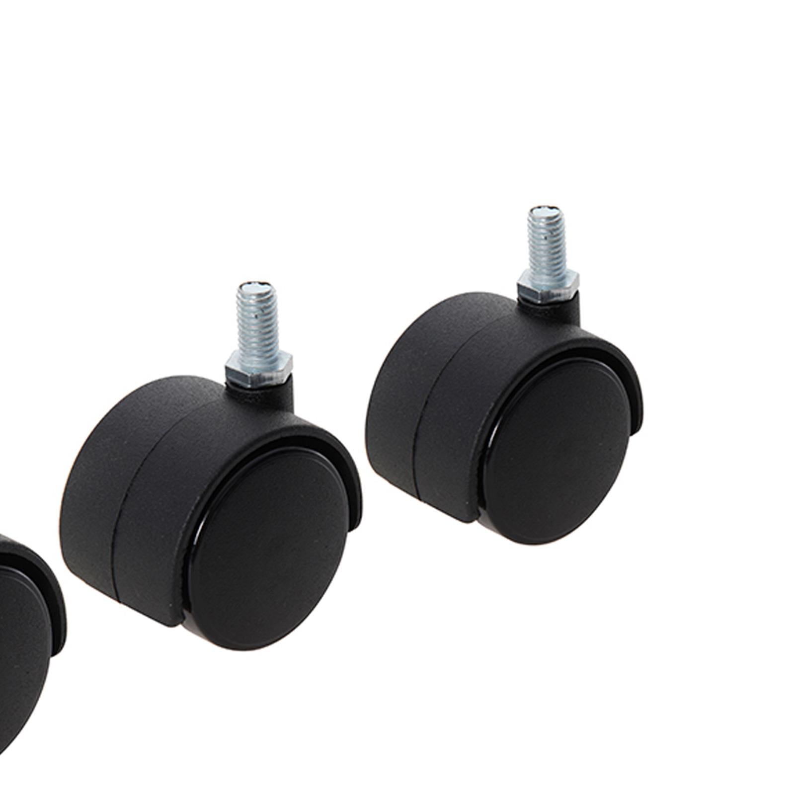 4Pk Twin Wheel Castor Bolt - 40mm Bolt Twin Swivel Action Non-Marking Tyres