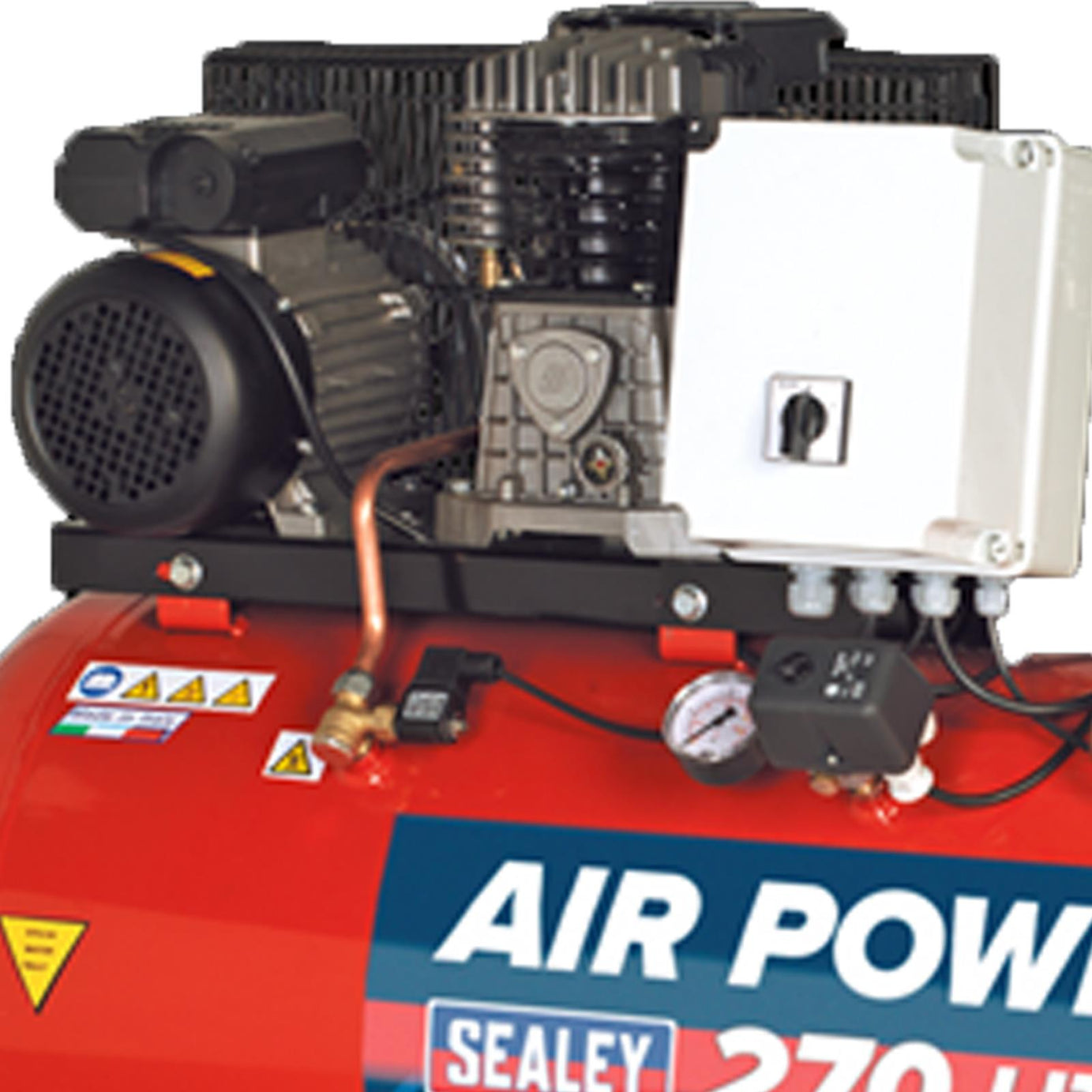 Sealey SAC1276B Compressor 270L Belt Drive 2 x 3hp with Cast Cylinders